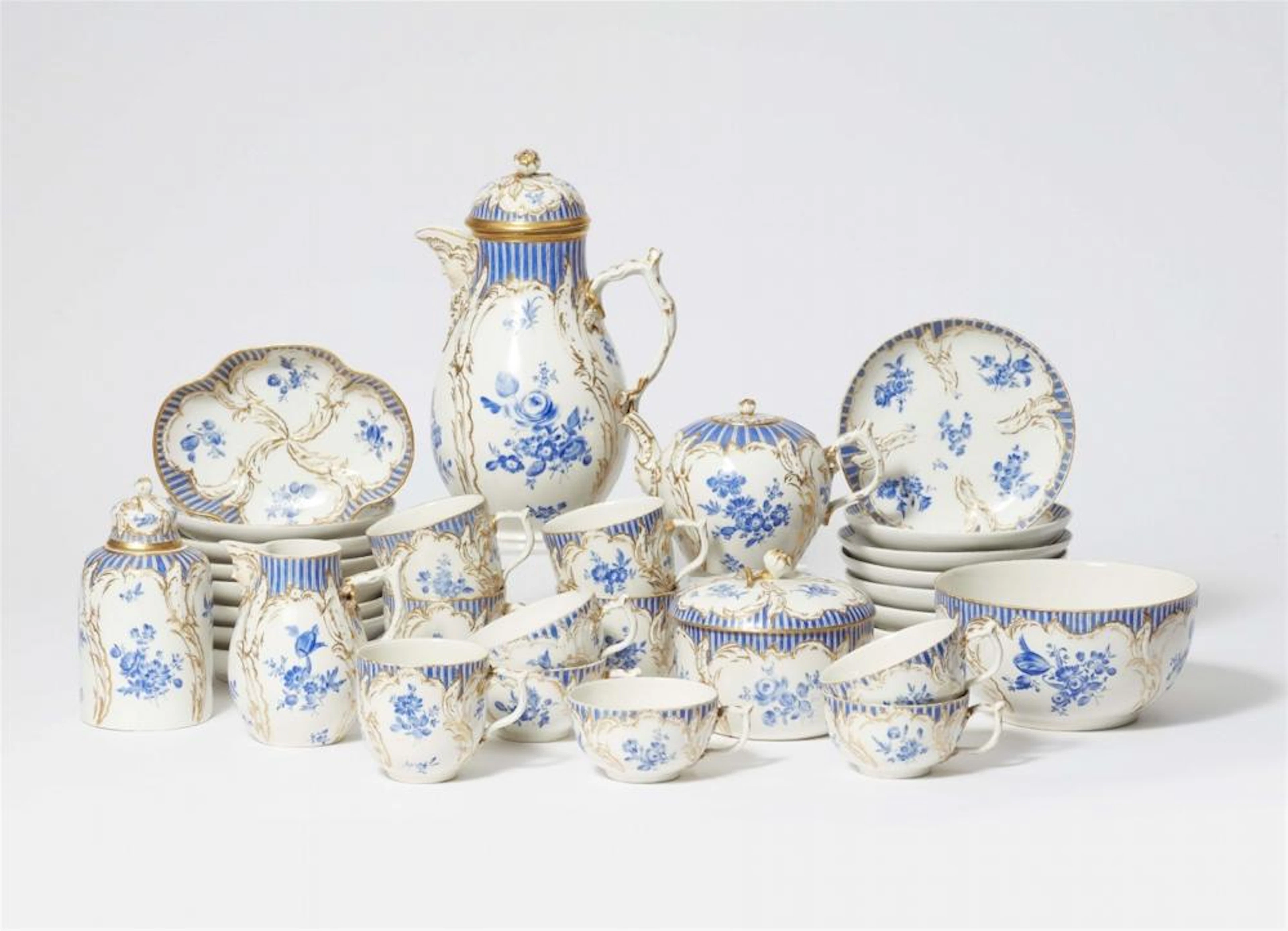 A rare blue Berlin KPM porcelain coffee service made for the Prussian court