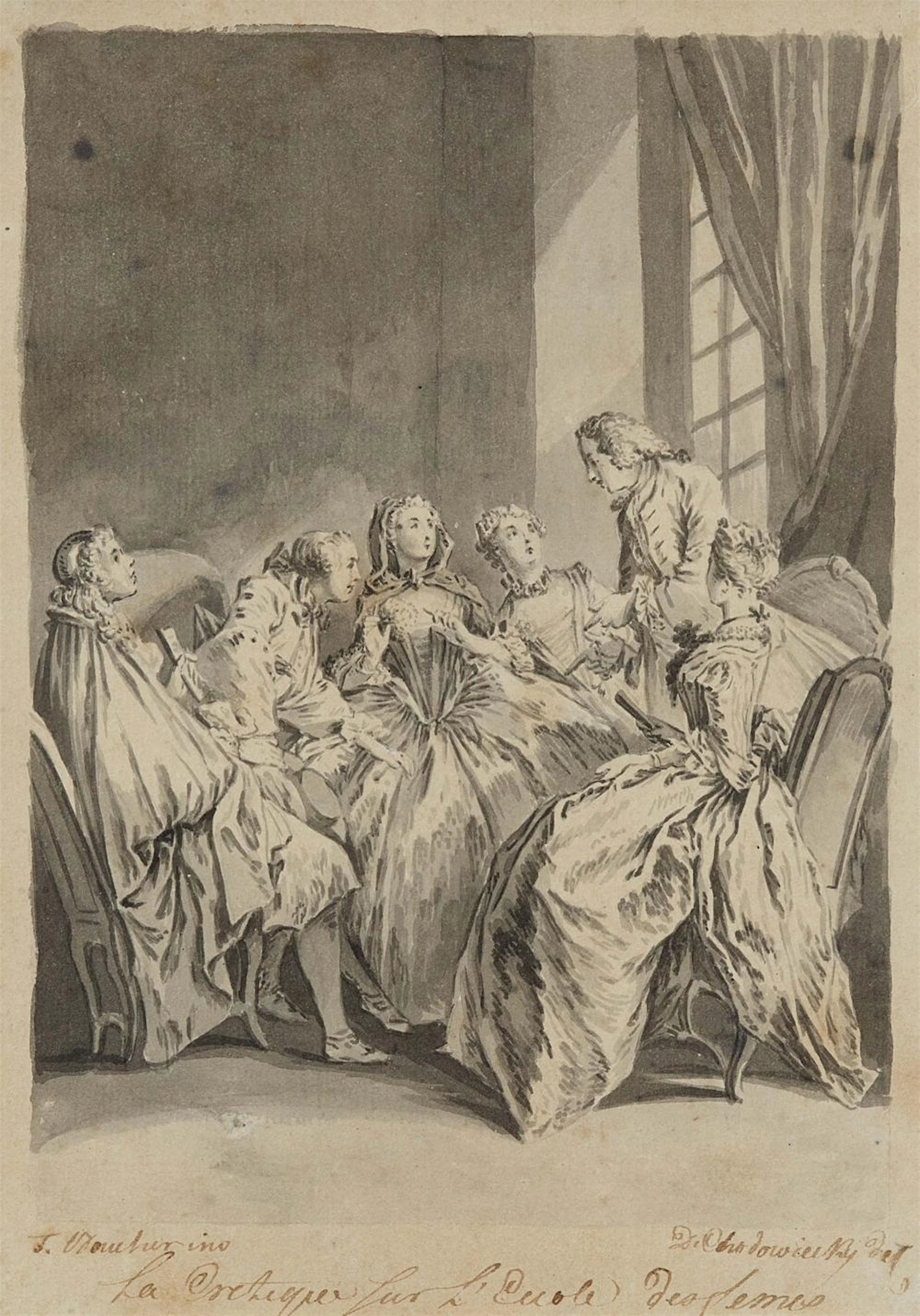 Daniel Chodowiecki, La critique sur l´ecole des femmes and Les premières Ridicules after François Boucher