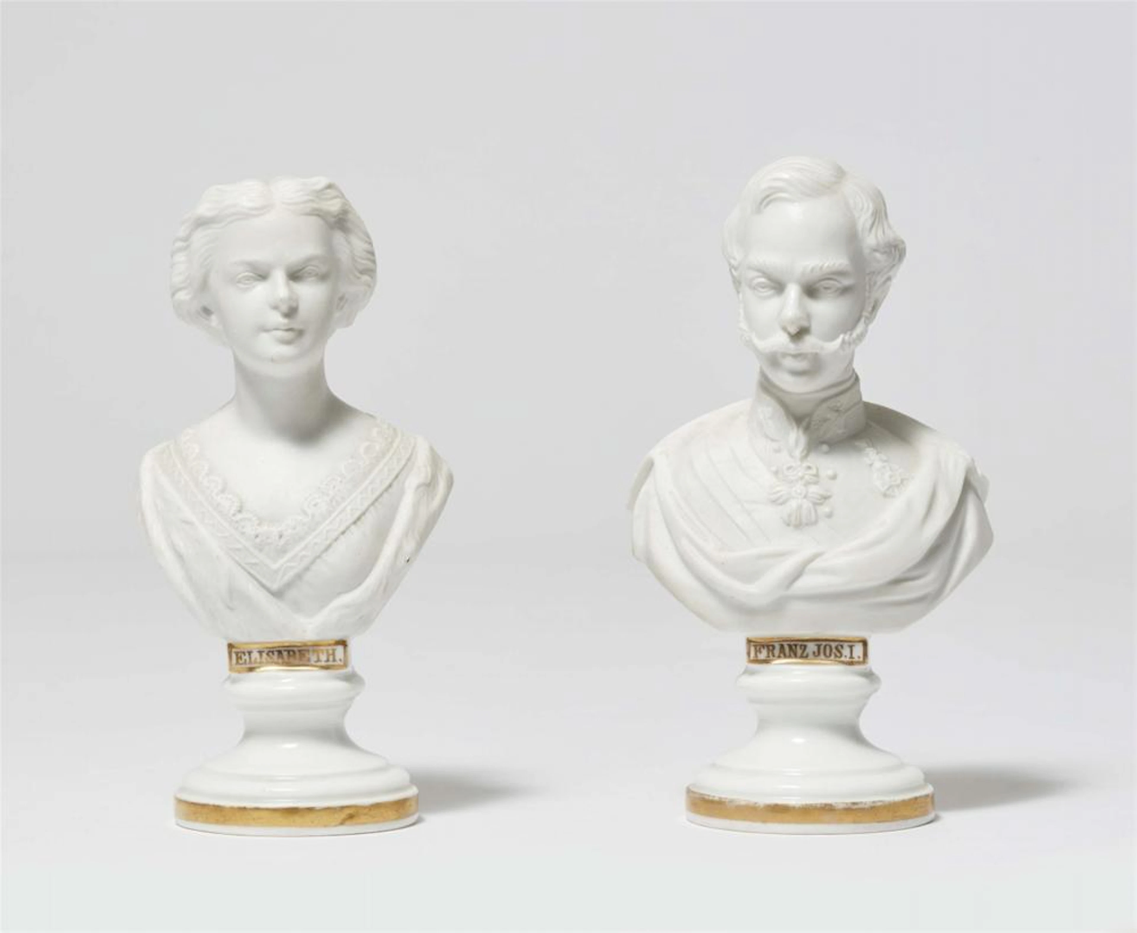 A pair of Royal Vienna porcelain busts of Emperor Franz-Joseph and Empress Elisabeth