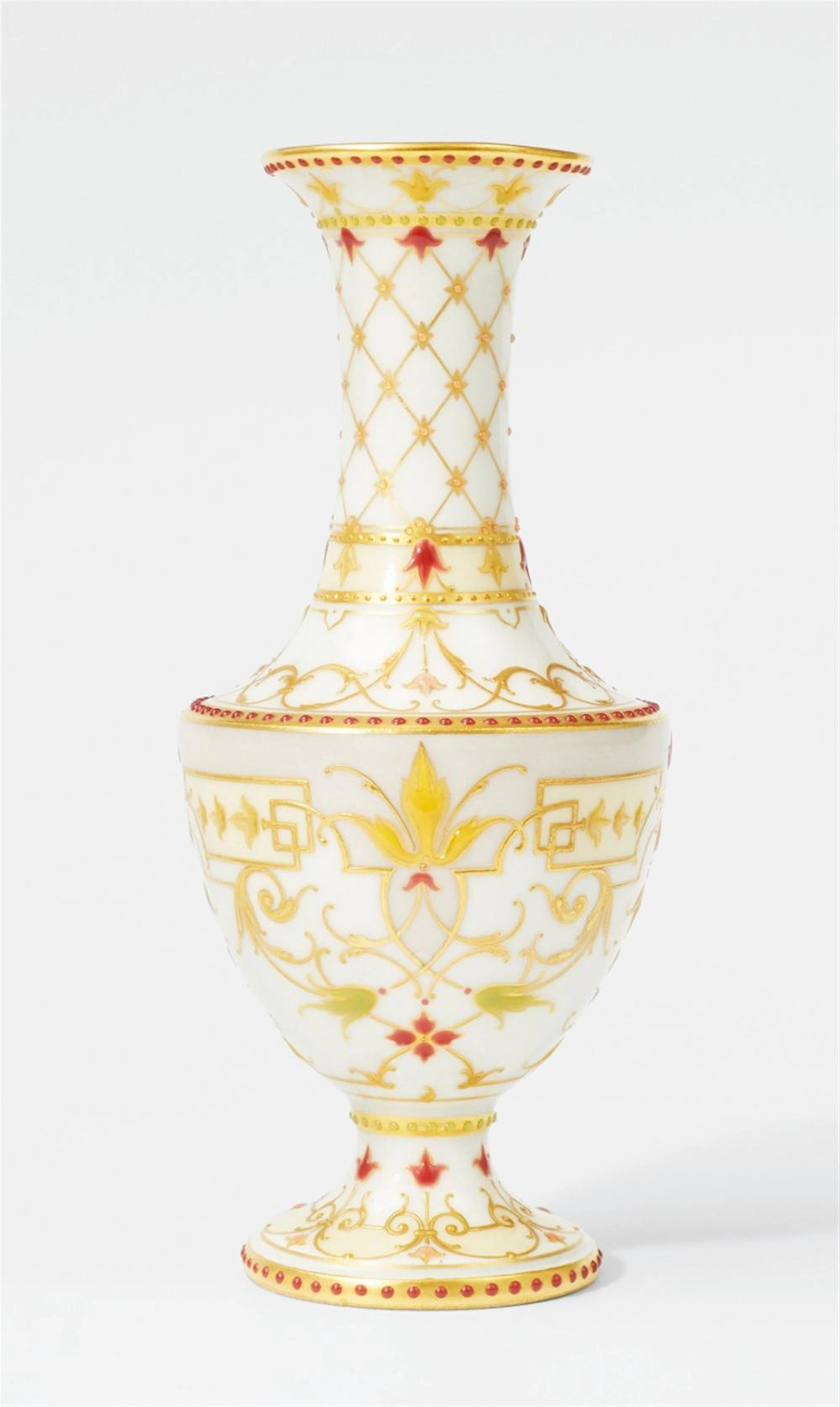 A Berlin KPM porcelain vase with enamel cabochons