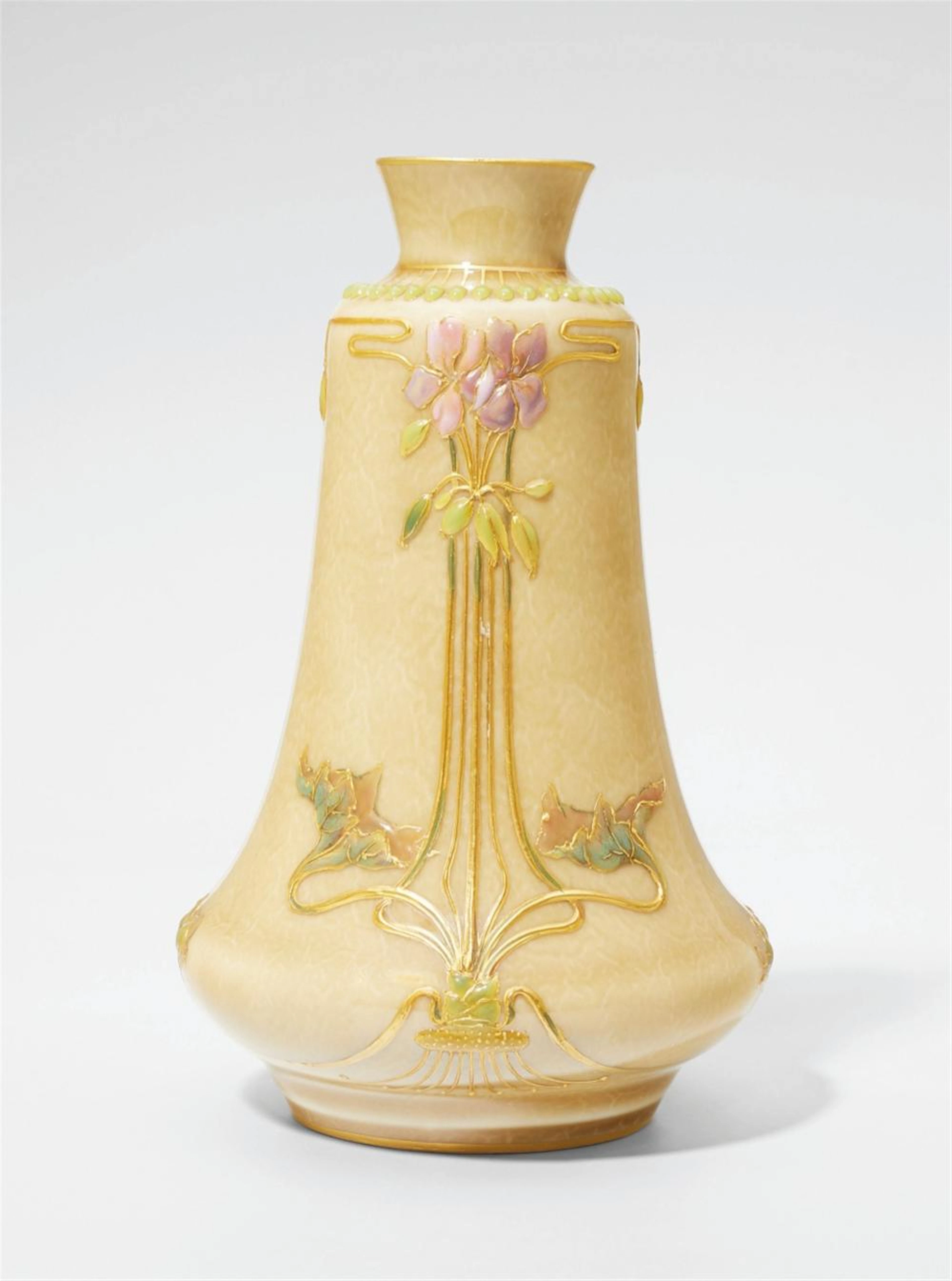 A Berlin KPM porcelain vase with violet flower reliefs