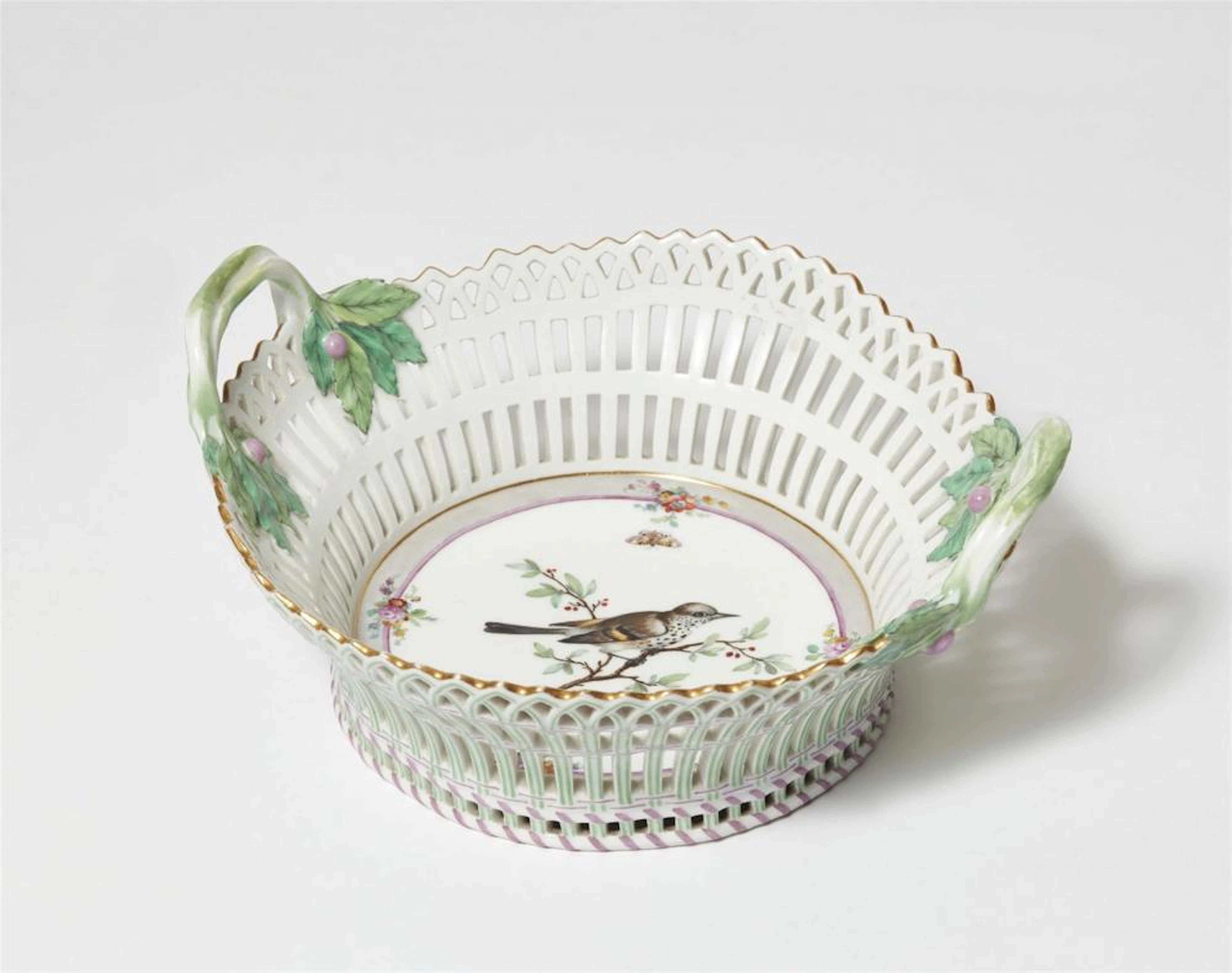A Berlin KPM porcelain sweetmeats basket from the service for Peacock Island Palace