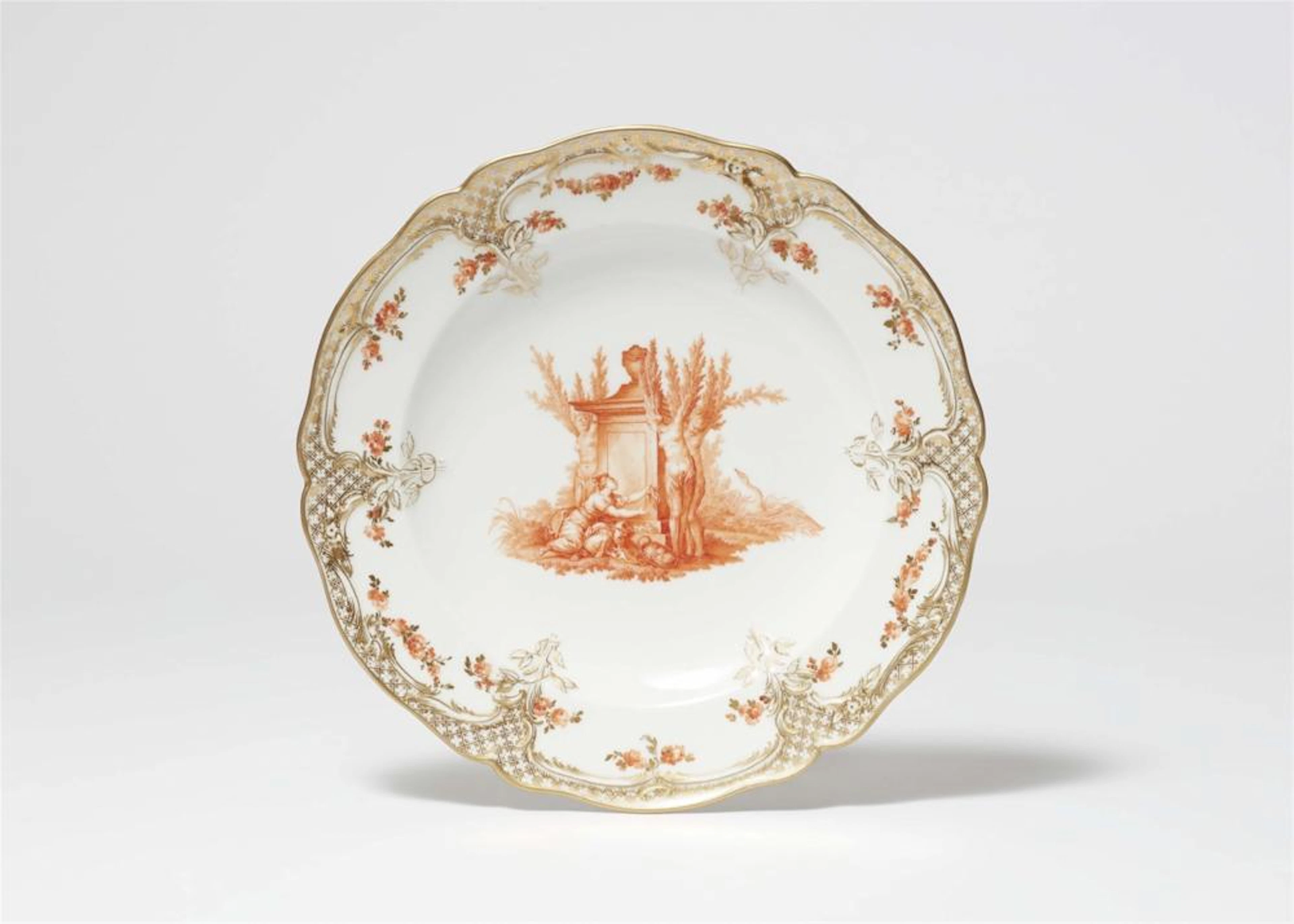 A Berlin KPM porcelain dinner plate from the mythological service for Friedrich II