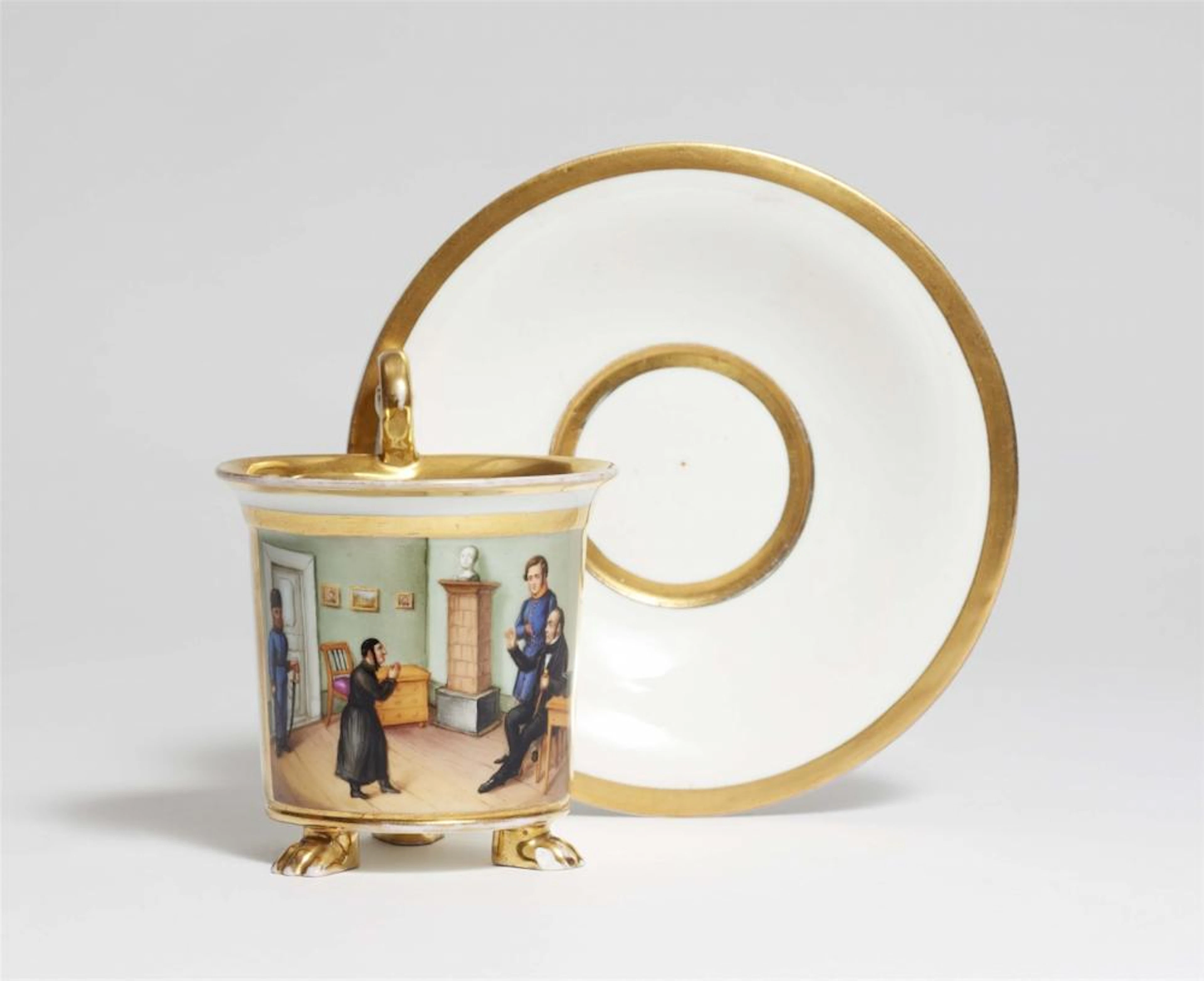 A porcelain cup with a rare Russian genre scene
