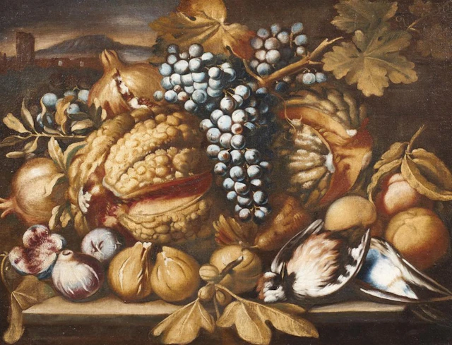 Abraham Brueghel, Fruit Still Life with Birds