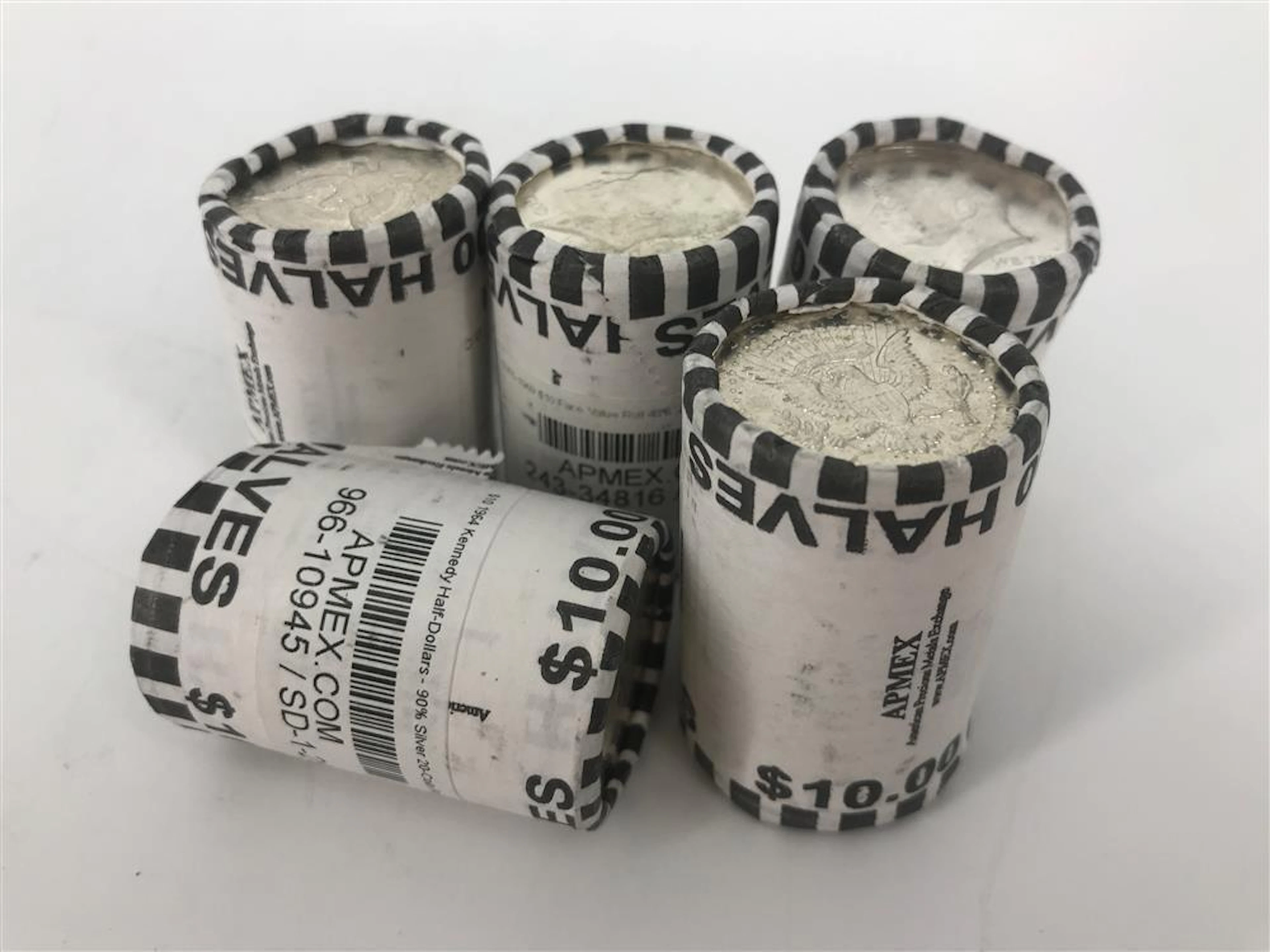 5 ROLLS OF 20 KENNEDY HALF DOLLARS