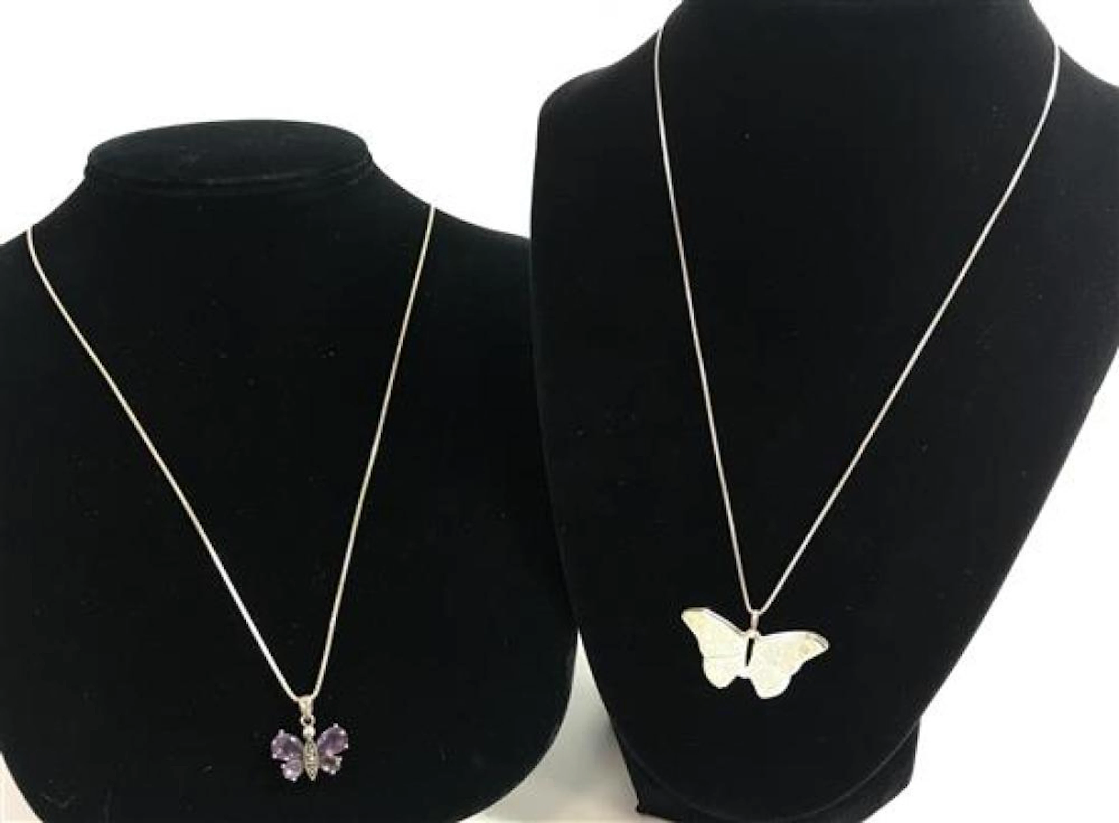 TWO STERLING SILVER BUTTERFLY NECKLACES