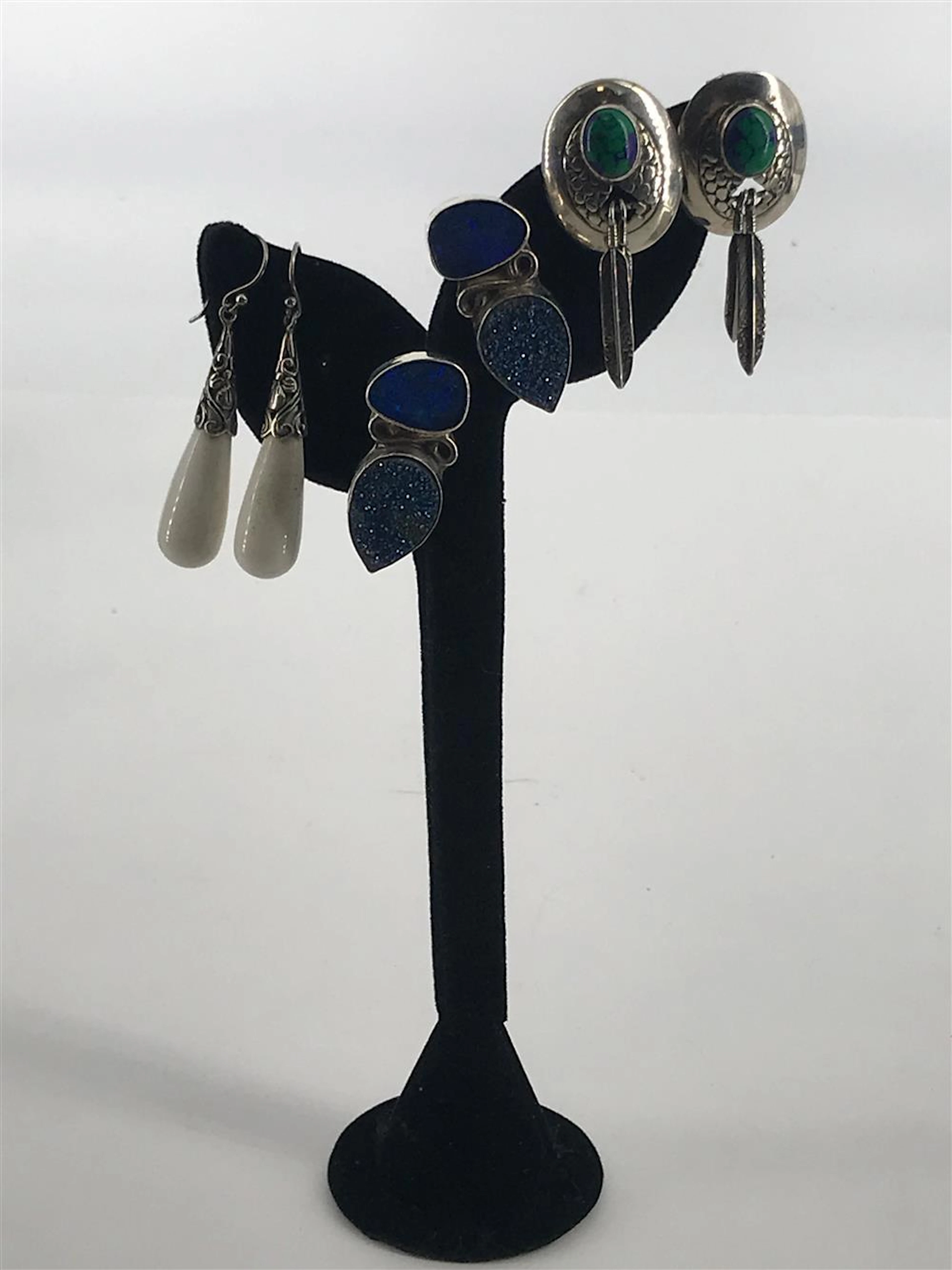 STERLING SILVER AND SEMI PRECIOUS STONE EARRINGS