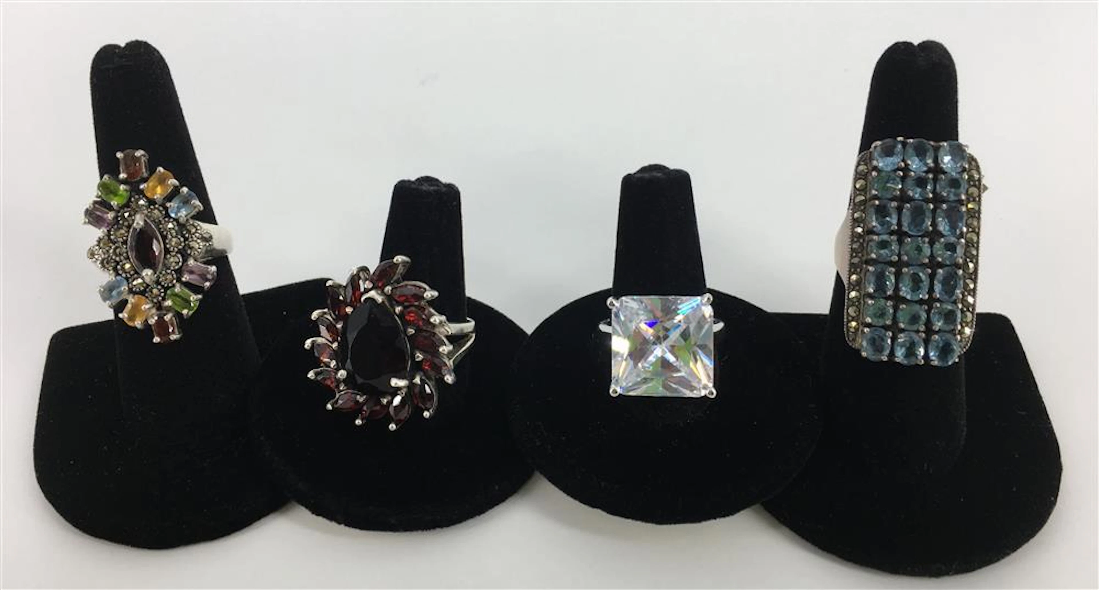 STERLING SILVER AND STONE FASHION RINGS