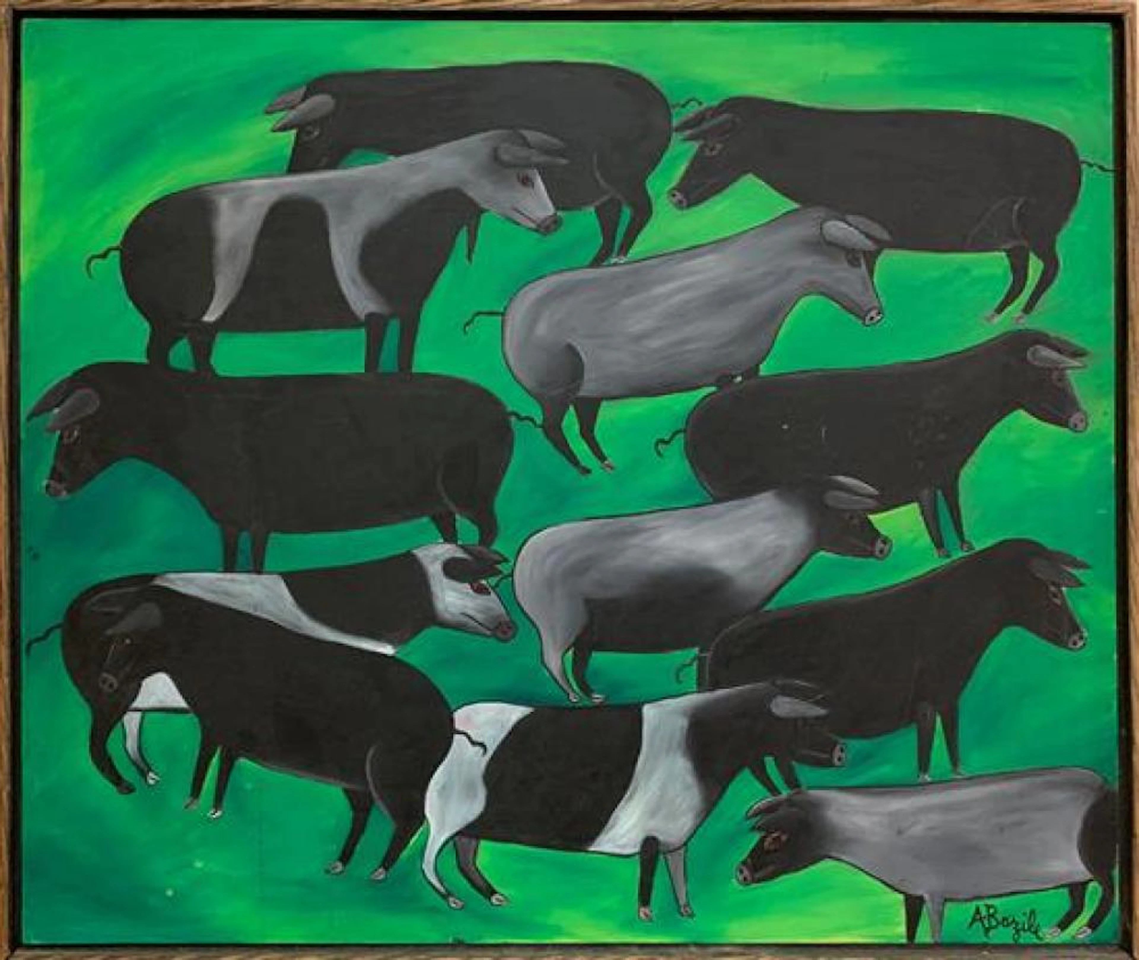 ALBERIO BAZILE (HAITIAN), "ADAM AND EVE", 1969, 20" X 24", SIGNED AND DATED.