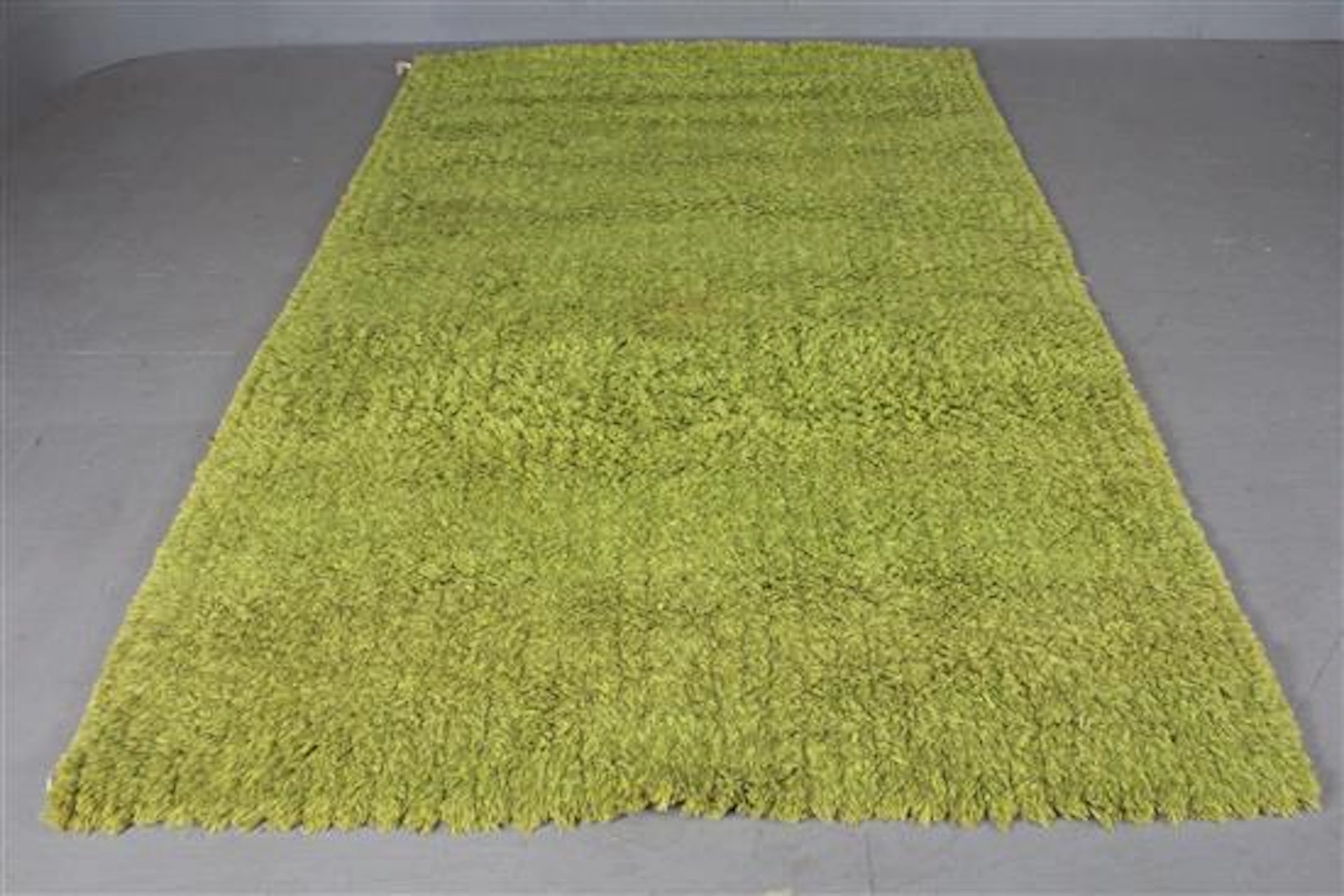 MID CENTURY MODERN SCANDINAVIAN RYA RUG, 6.5'' X 10.4'' LIME GREEN