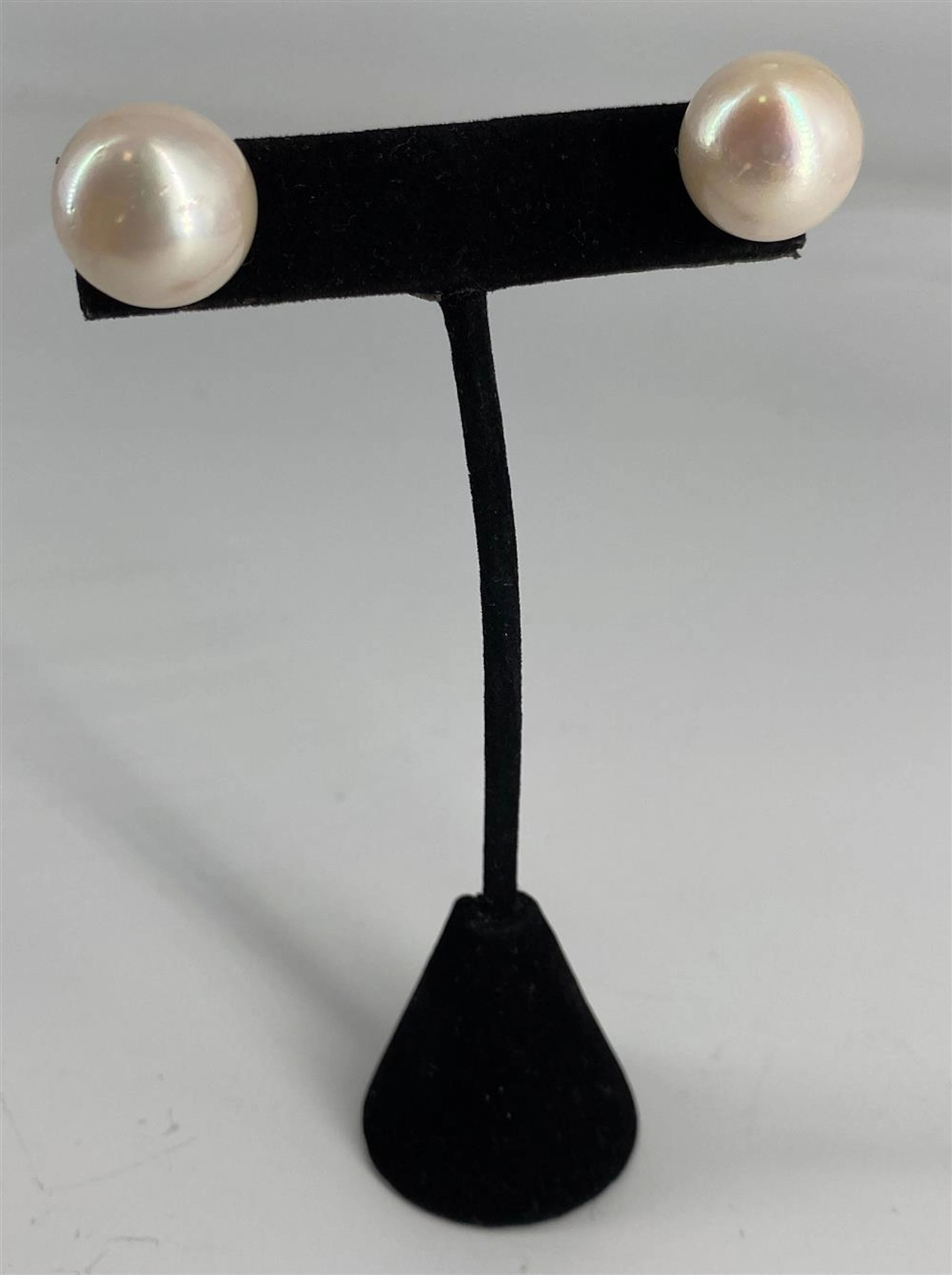 POST BACK PEARL EARRINGS ~ SILVER TONE POST BACKS, WITH 15