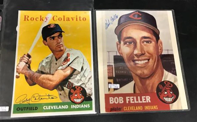 BOB FELLER AND ROCKY COLOVATO TEAM ISSUED APP. 8"x 10" POSTERS WITH SIGNATURES