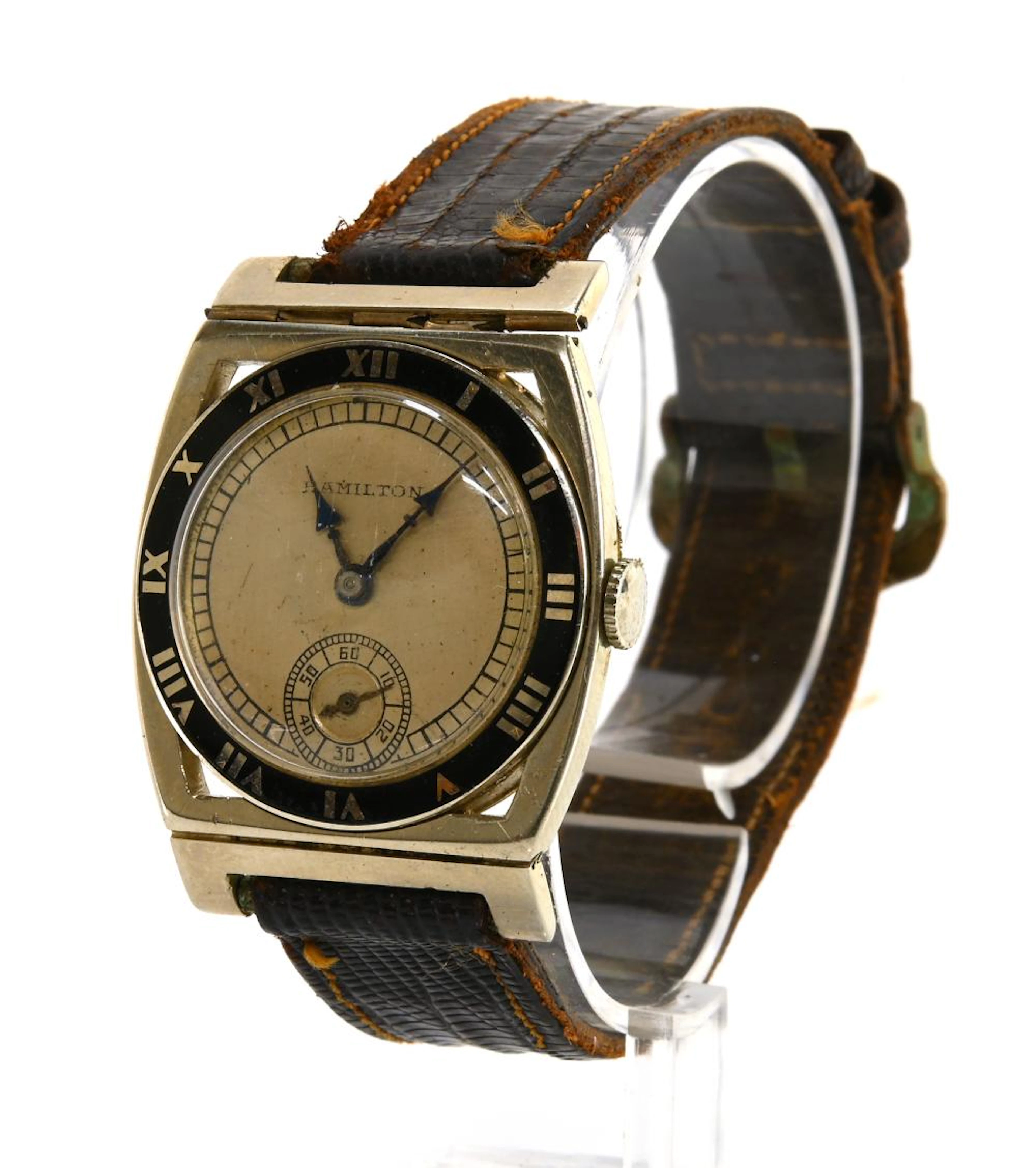1927 Hamilton Piping Rock 14K Gold Art Deco Mens Wristwatch