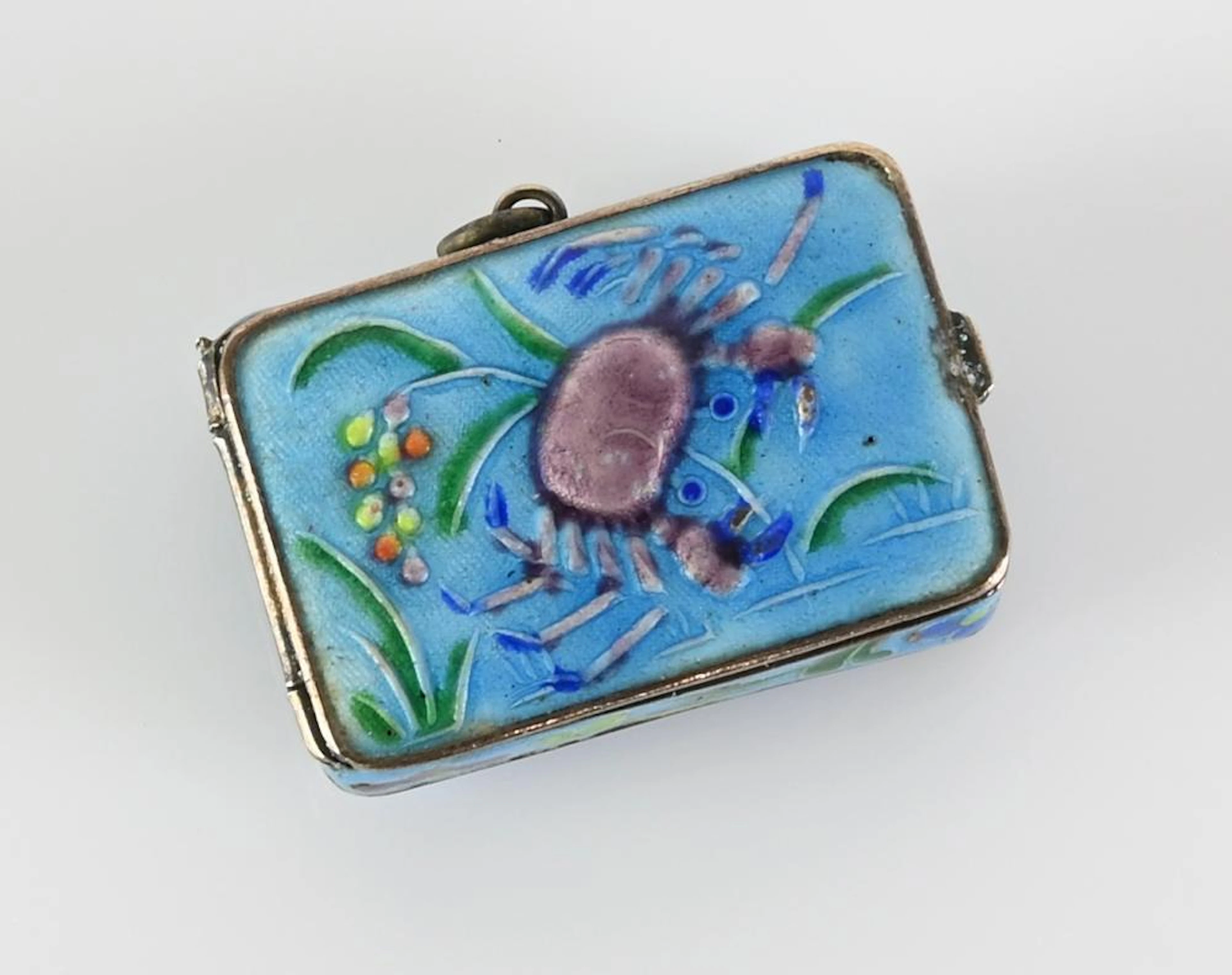 Vintage Japanese Silver Jewelry Enamel Locket Pendant