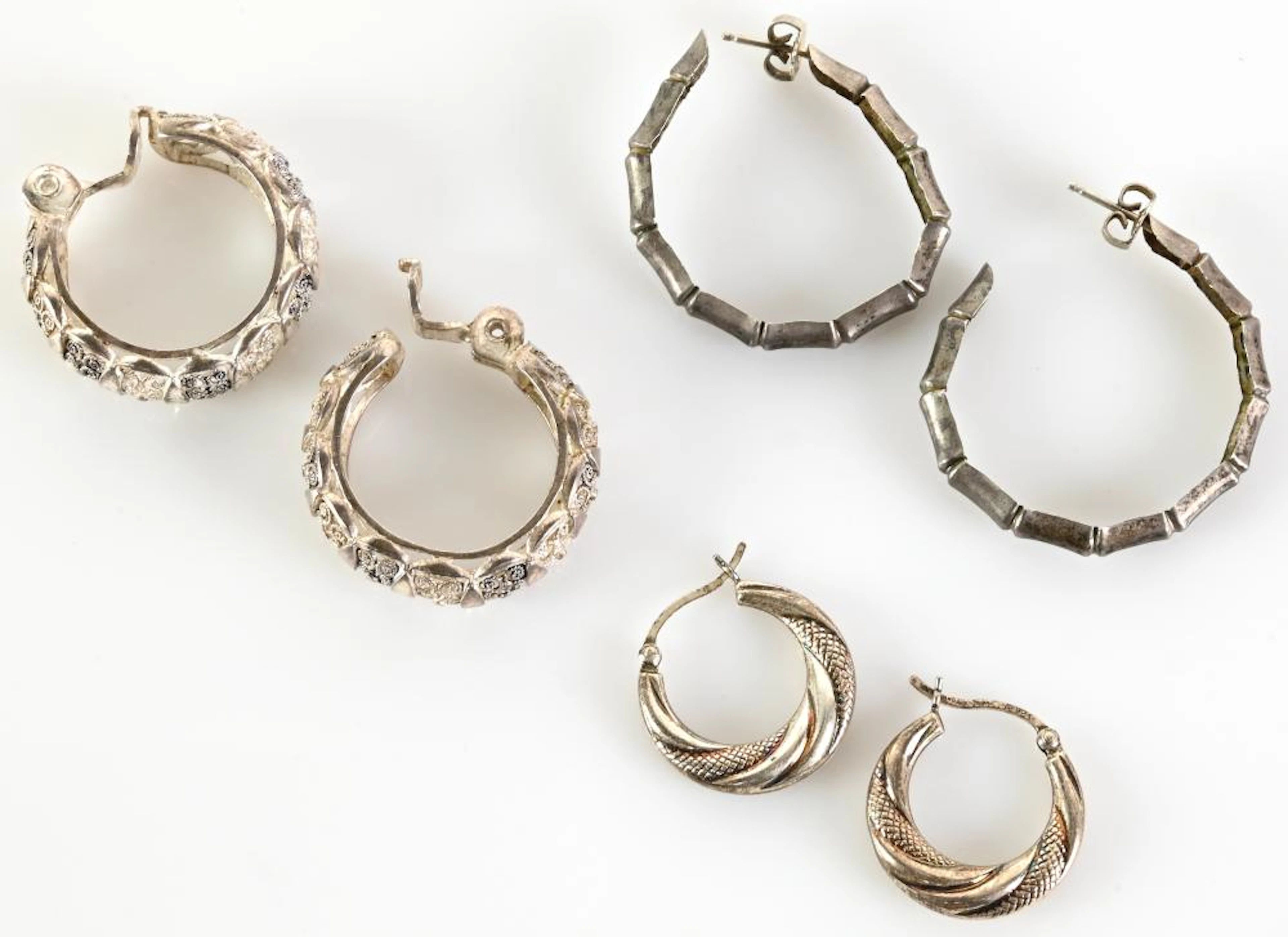 Vintage Sterling Jewelry Hoop Earrings