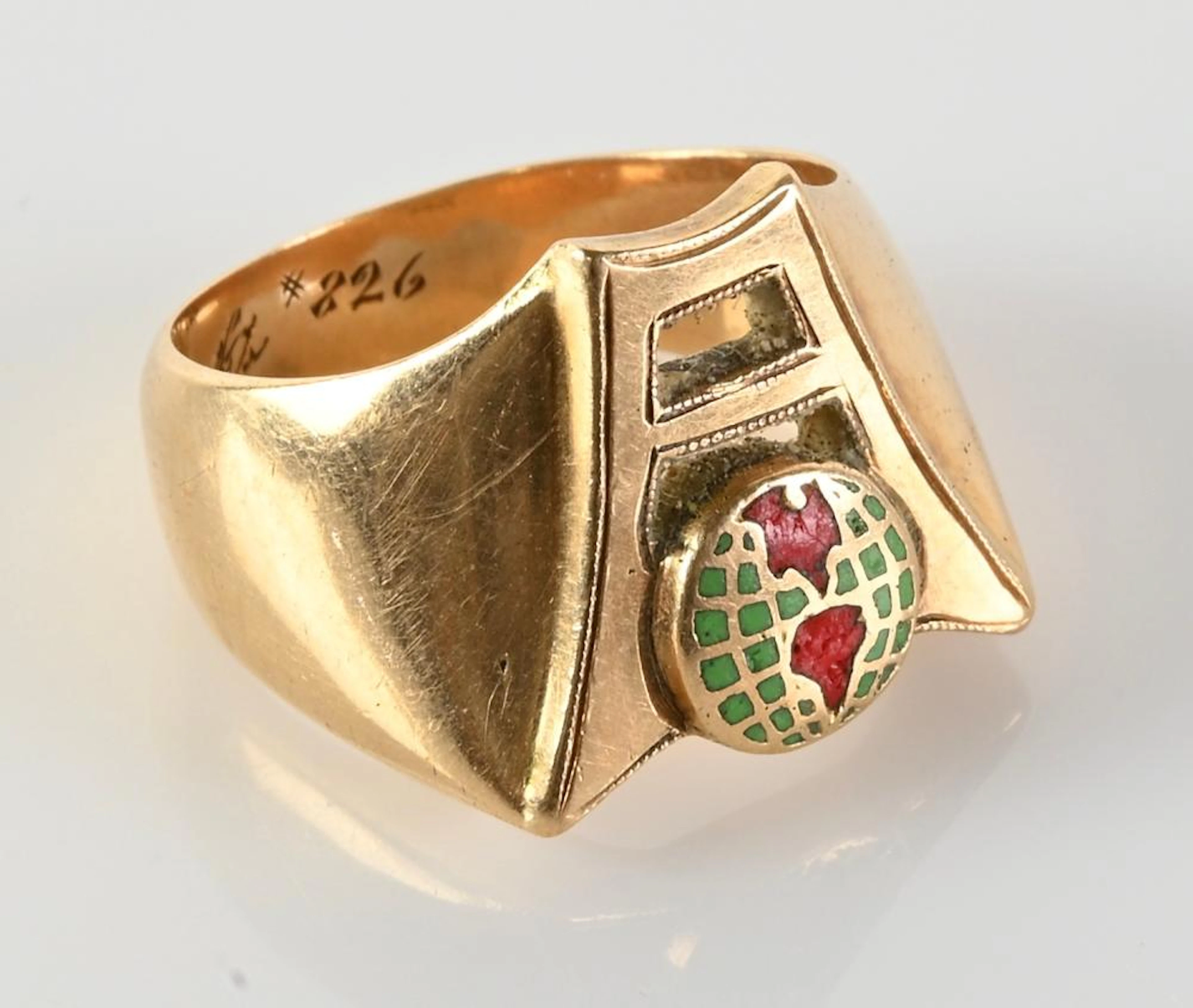 Vintage 14K Gold Designer World Globe Jewelry Ring