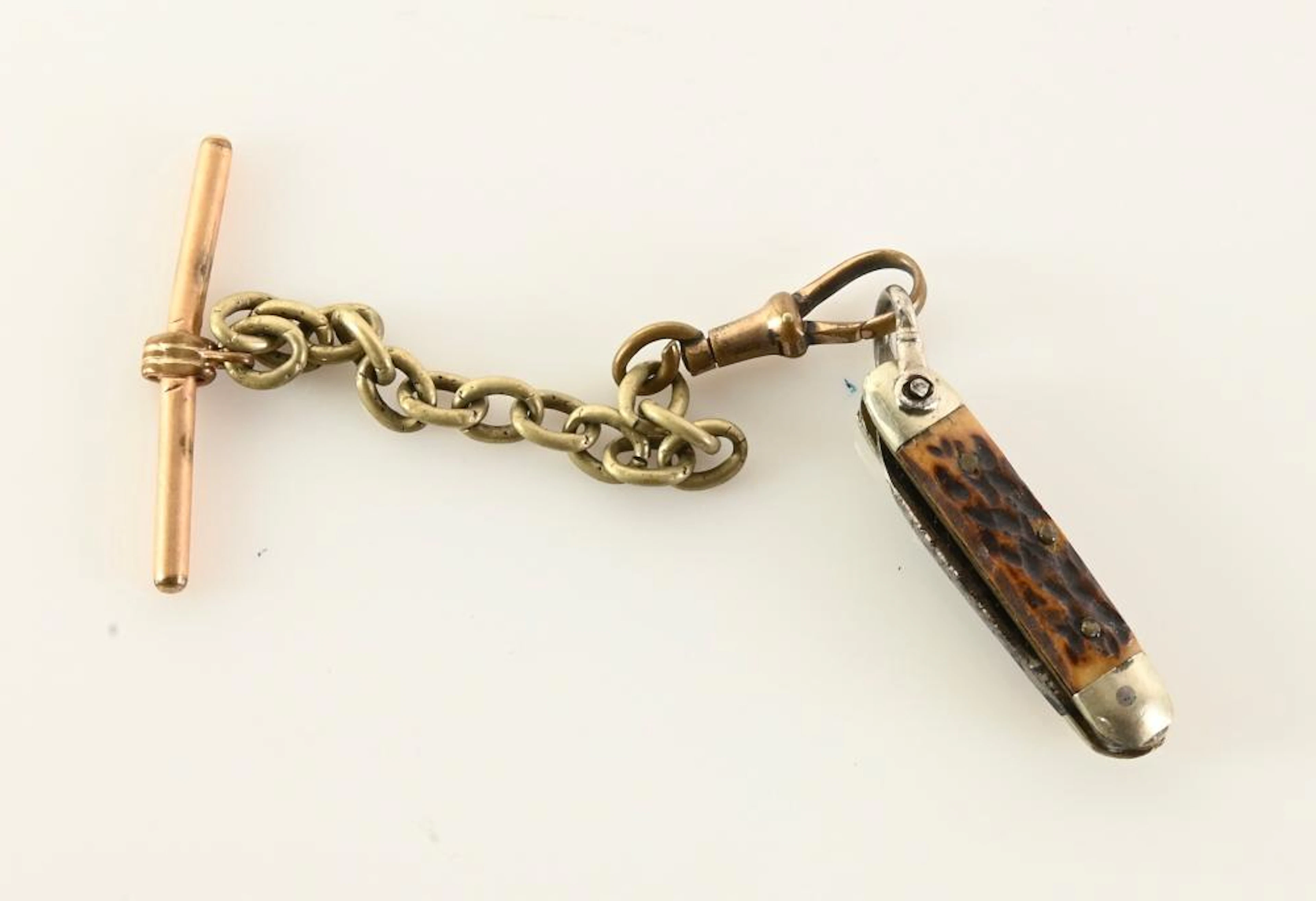 Vintage Pocket Watch Chain Scout Knife