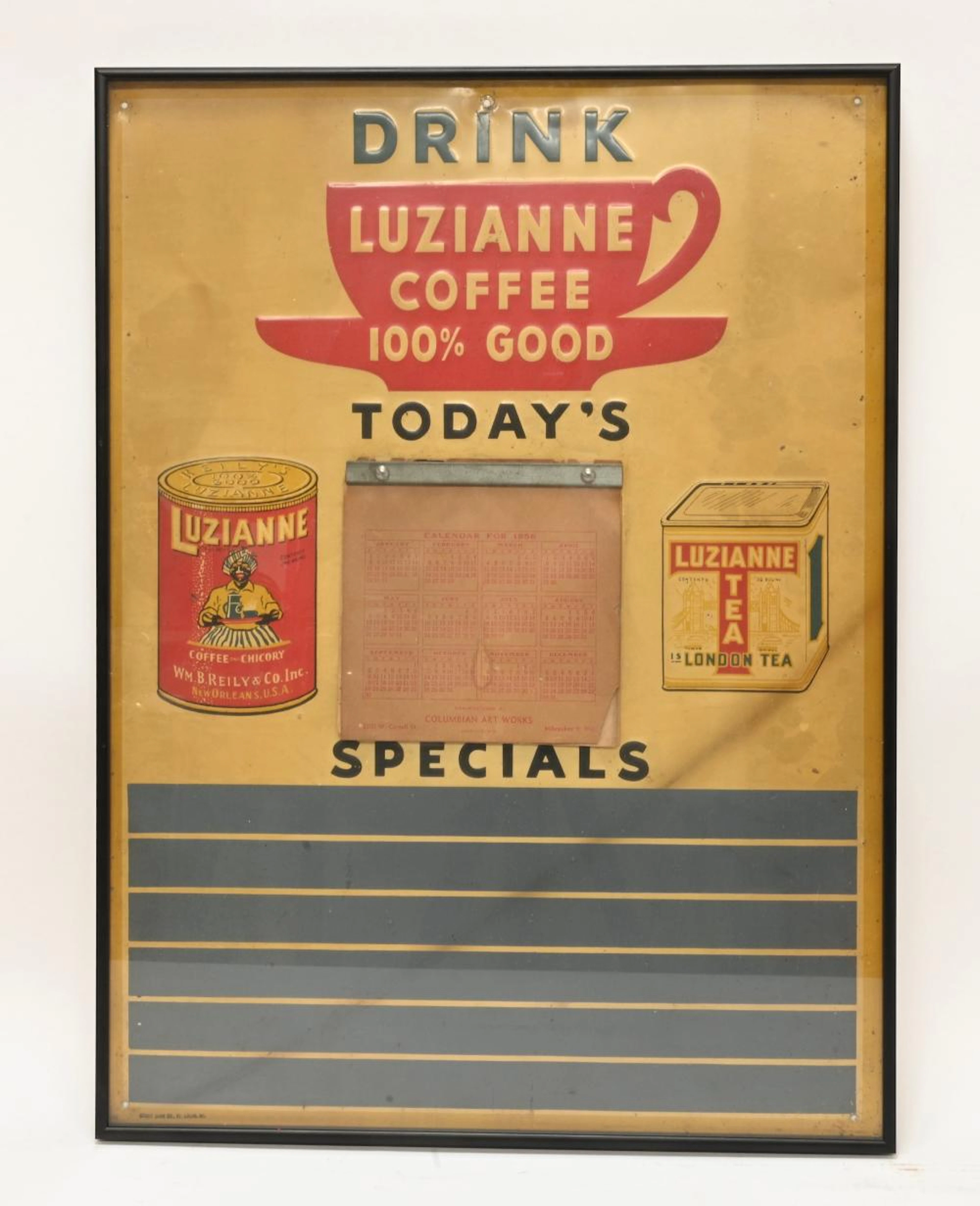 Rare Drink Luzianne Coffee Today's Specials Menu Tin Litho Sig