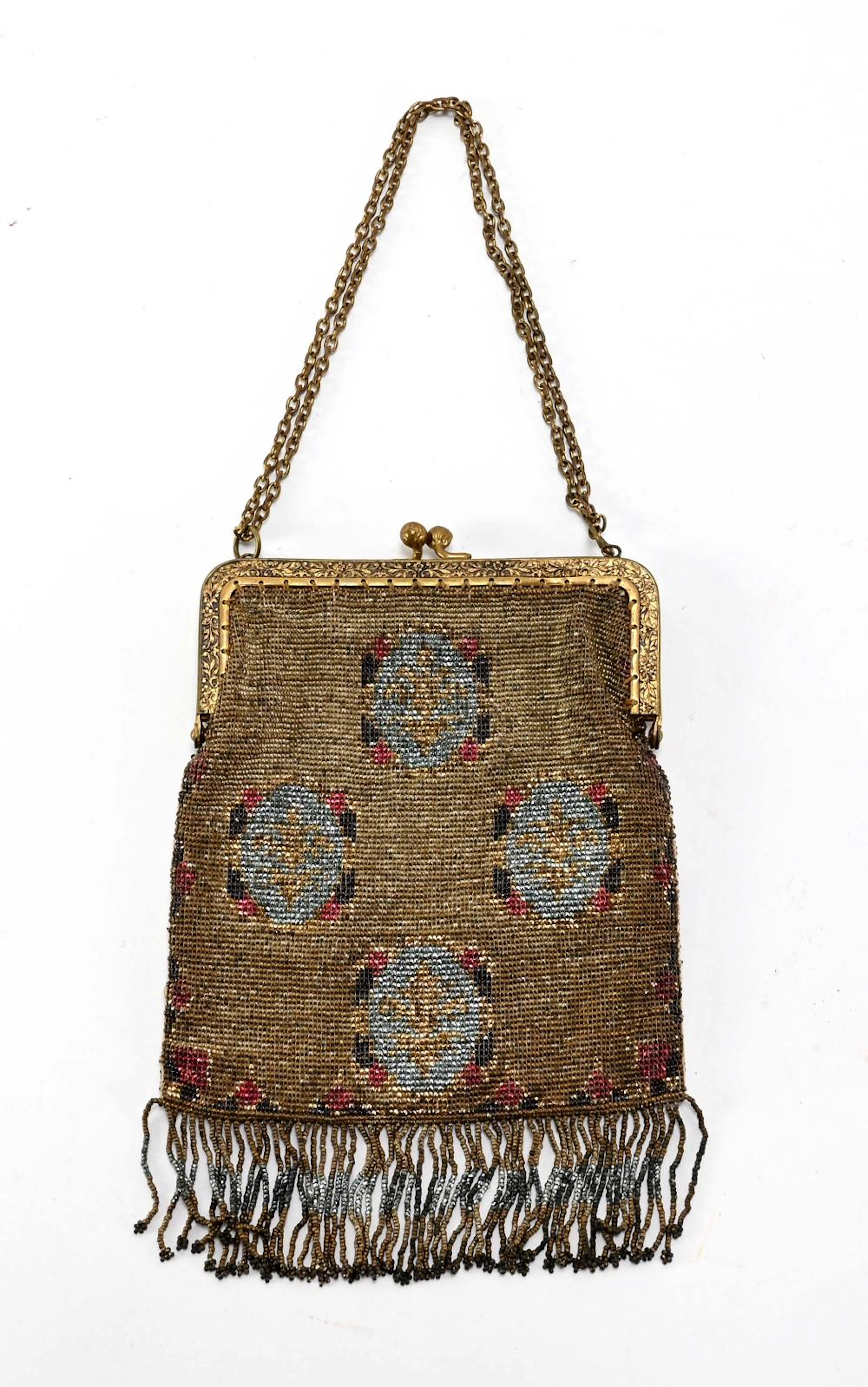 Antique French Mesh Beaded Purse
