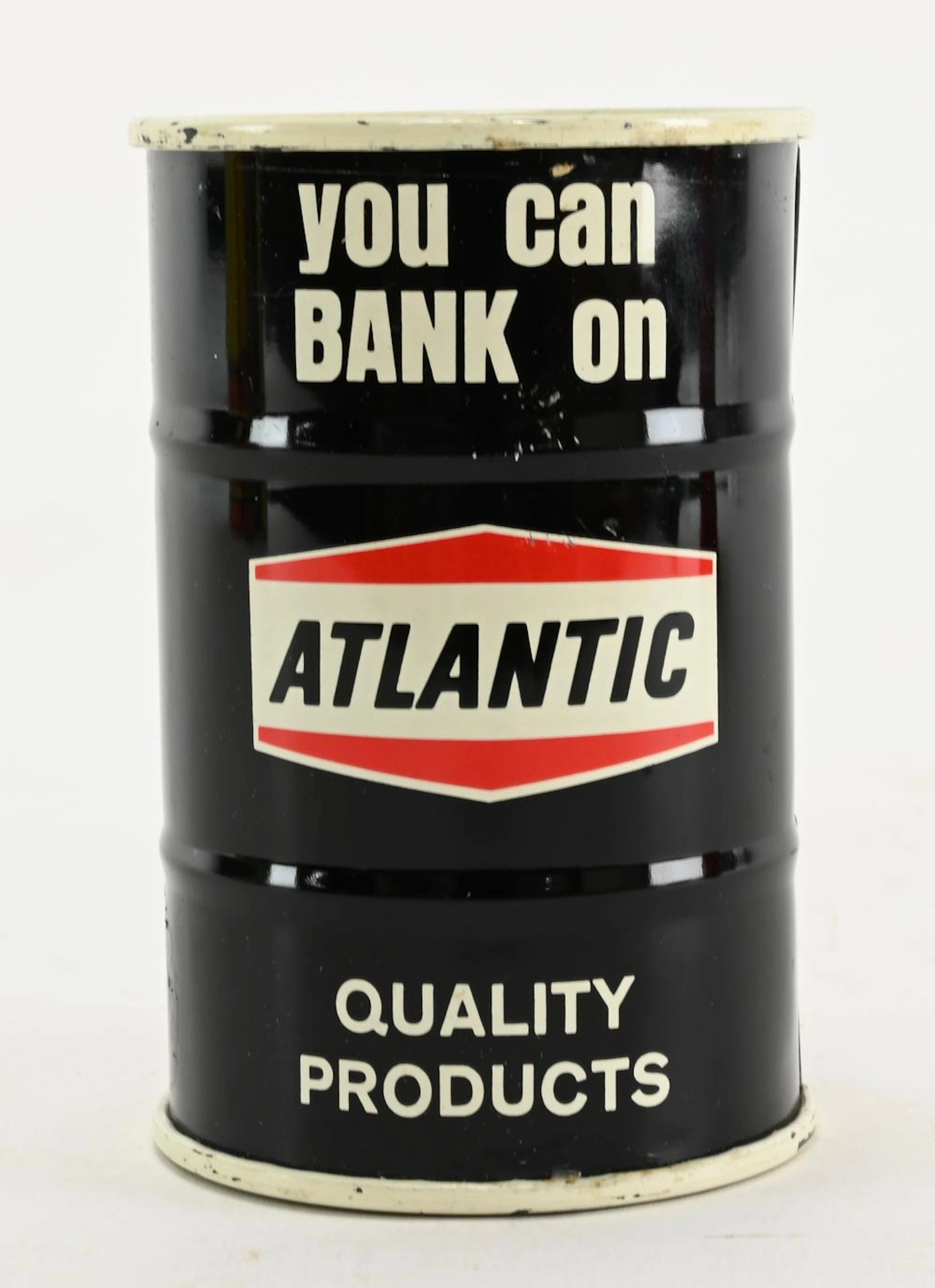 Vintage You Can Bank On Atlantic Oil Drum Bank
