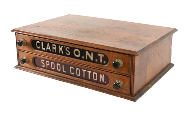 Antique Clarks O.N.T. Spool Cotton Ruby Glass Cabinet