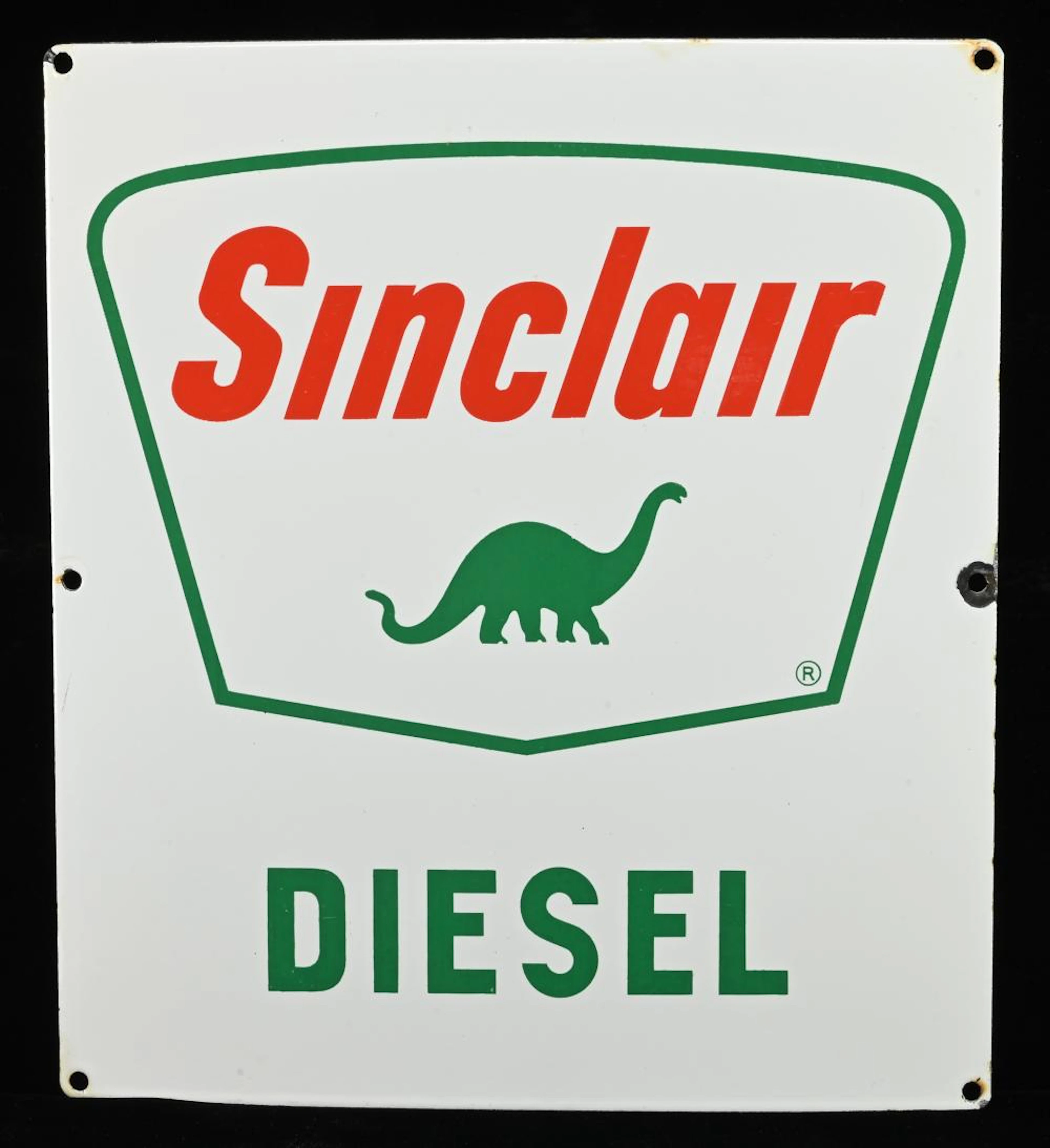 Rare Original Sinclair Diesel Porcelain Gas Pump Plate Sig