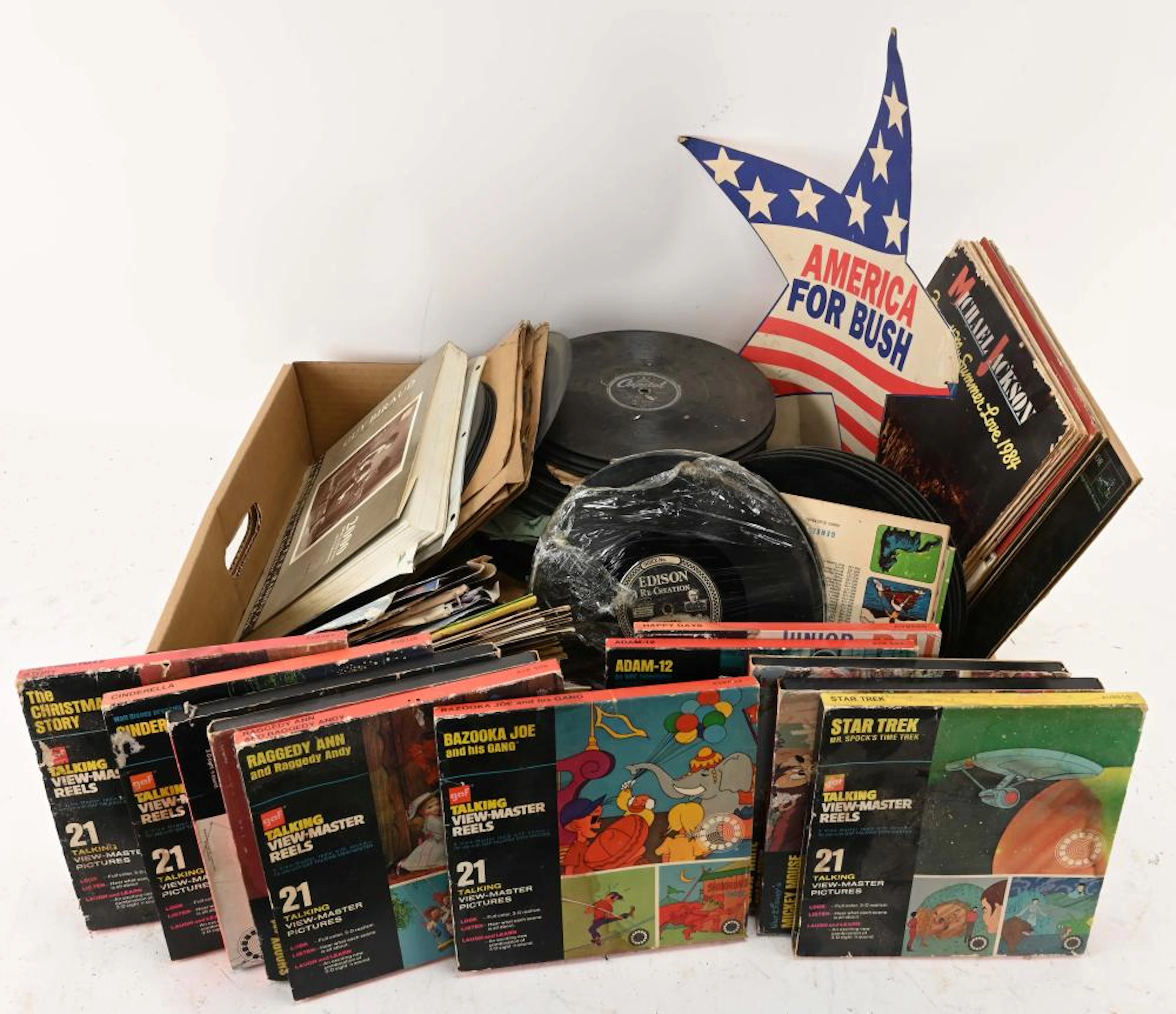 Vintage Gaf Talking View Master Reels And 78 RPM Records
