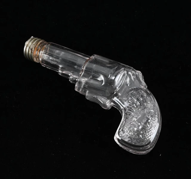 Vintage Indian Revolver Pistol Glass Candy Container