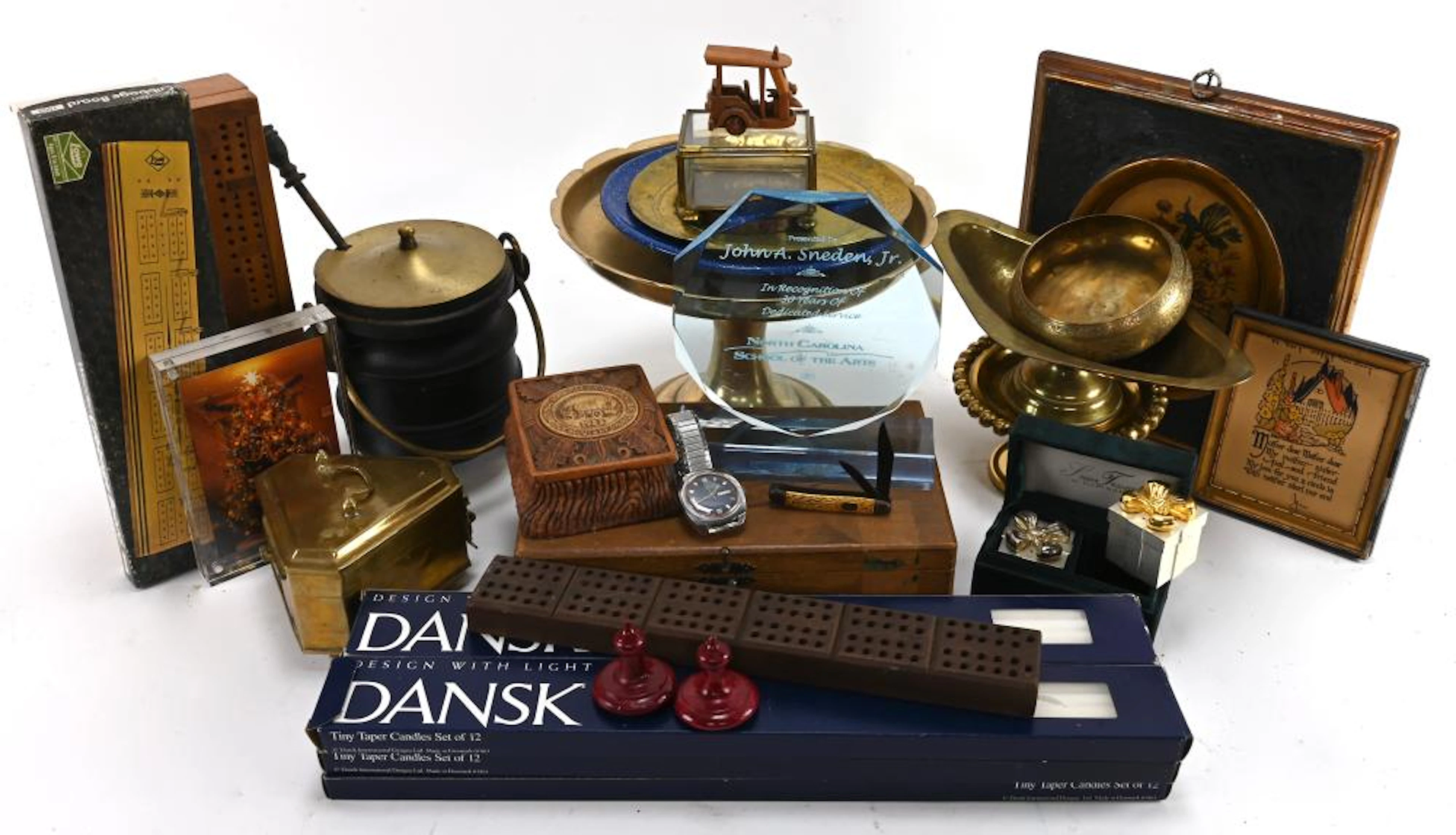 Estate Group Lot Brass Games Iron Watch Mid Century