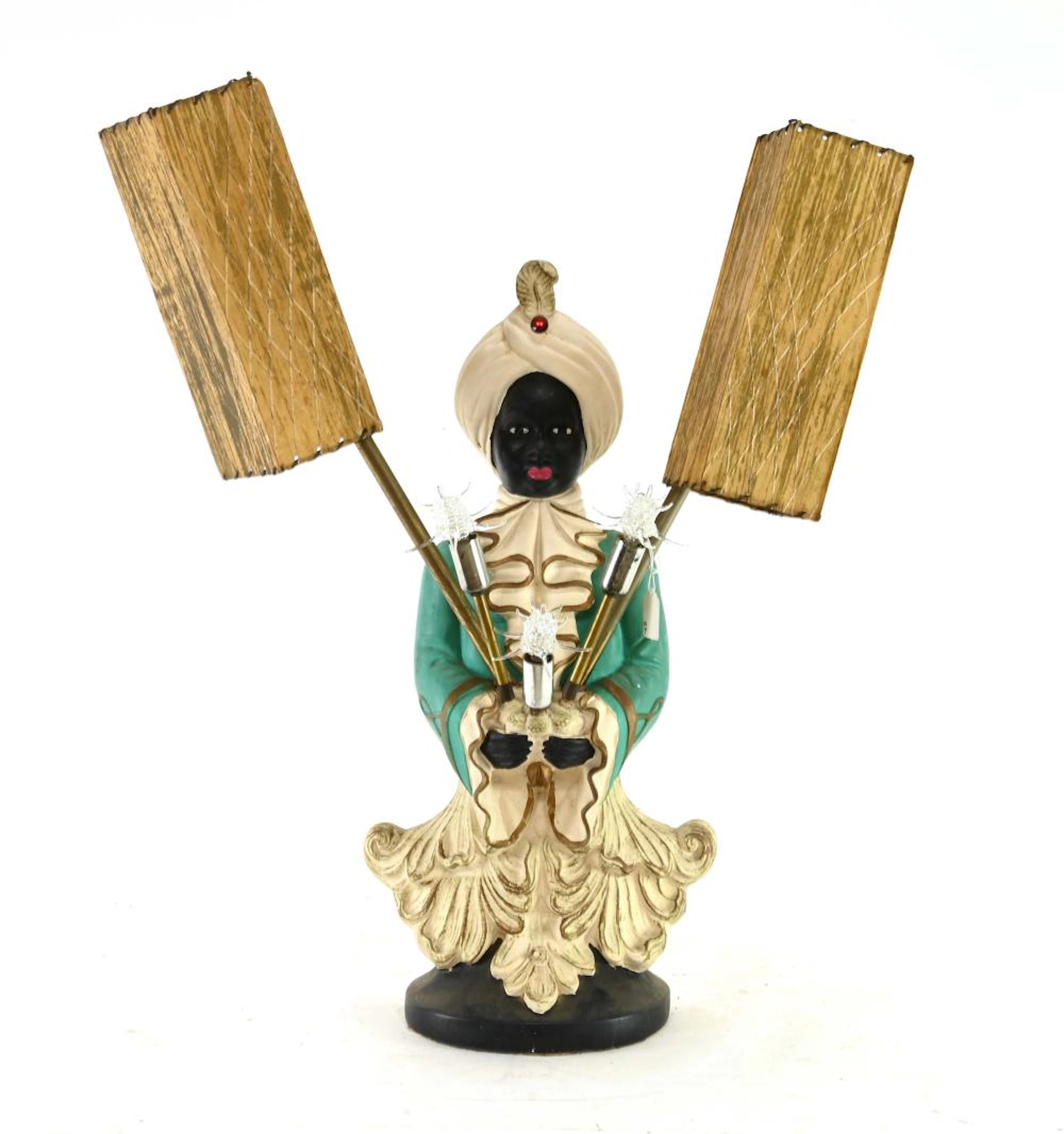 Midcentury Blackamoor Chalkware Lamp Las Vegas Aladdin Hotel