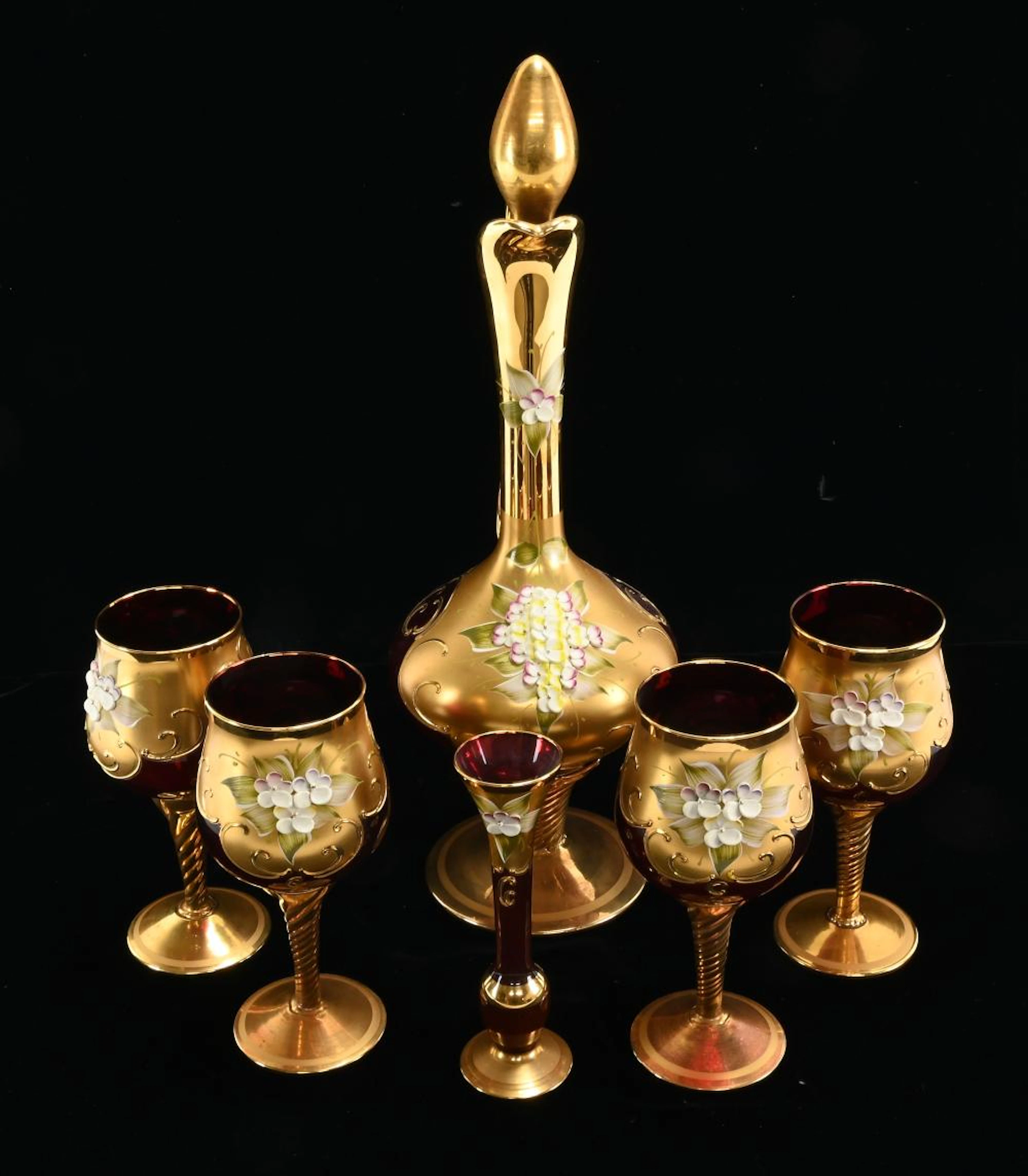 Vintage Murano Vecchia Glass Barbini Ruby Red Gold Gilt Collectio