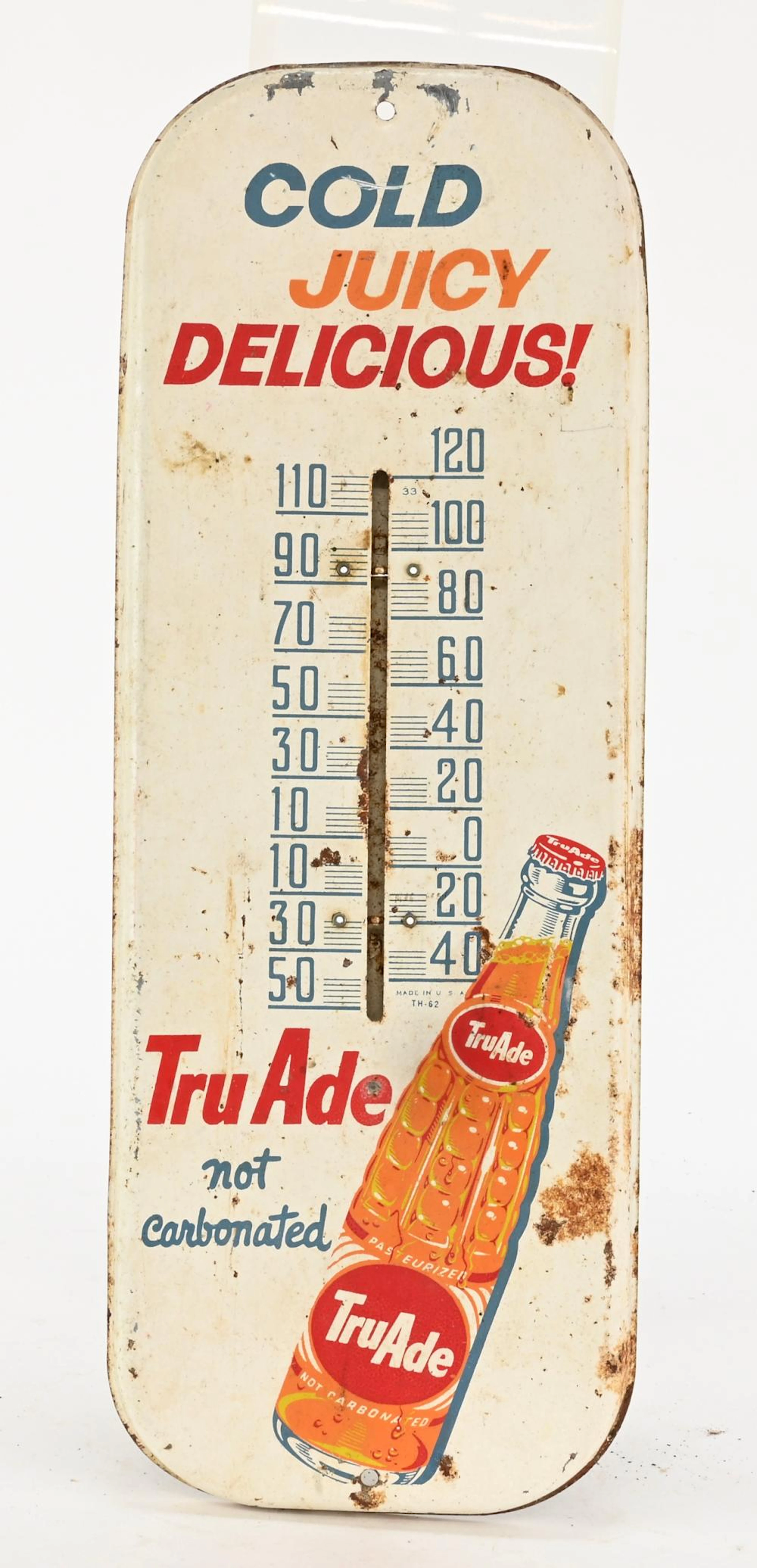Vintage Tru-Ade Not Carbonated Bottle Thermometer