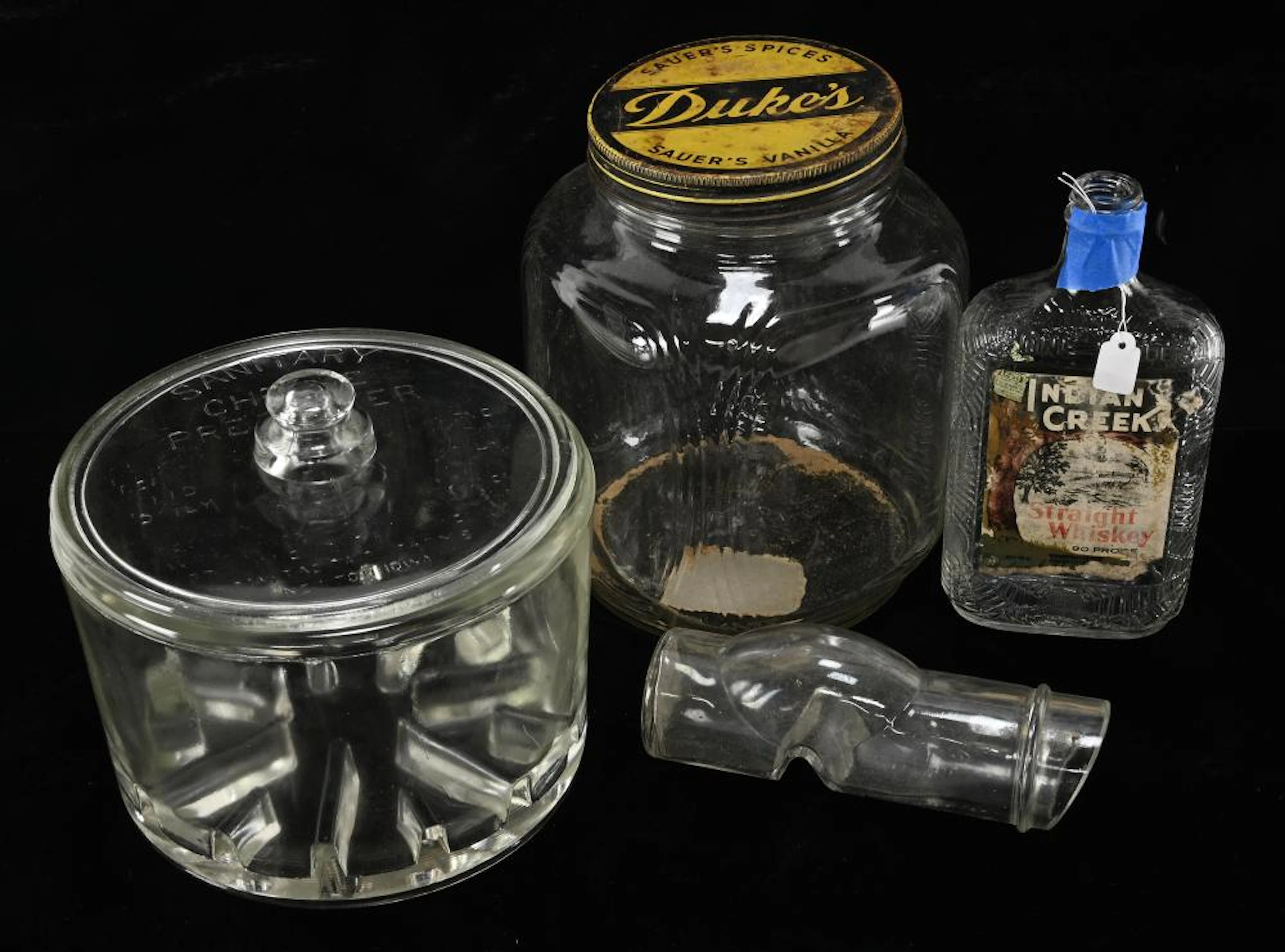 Vintage Glass Cheese Jar Whiskey Bottle Mouse Trap