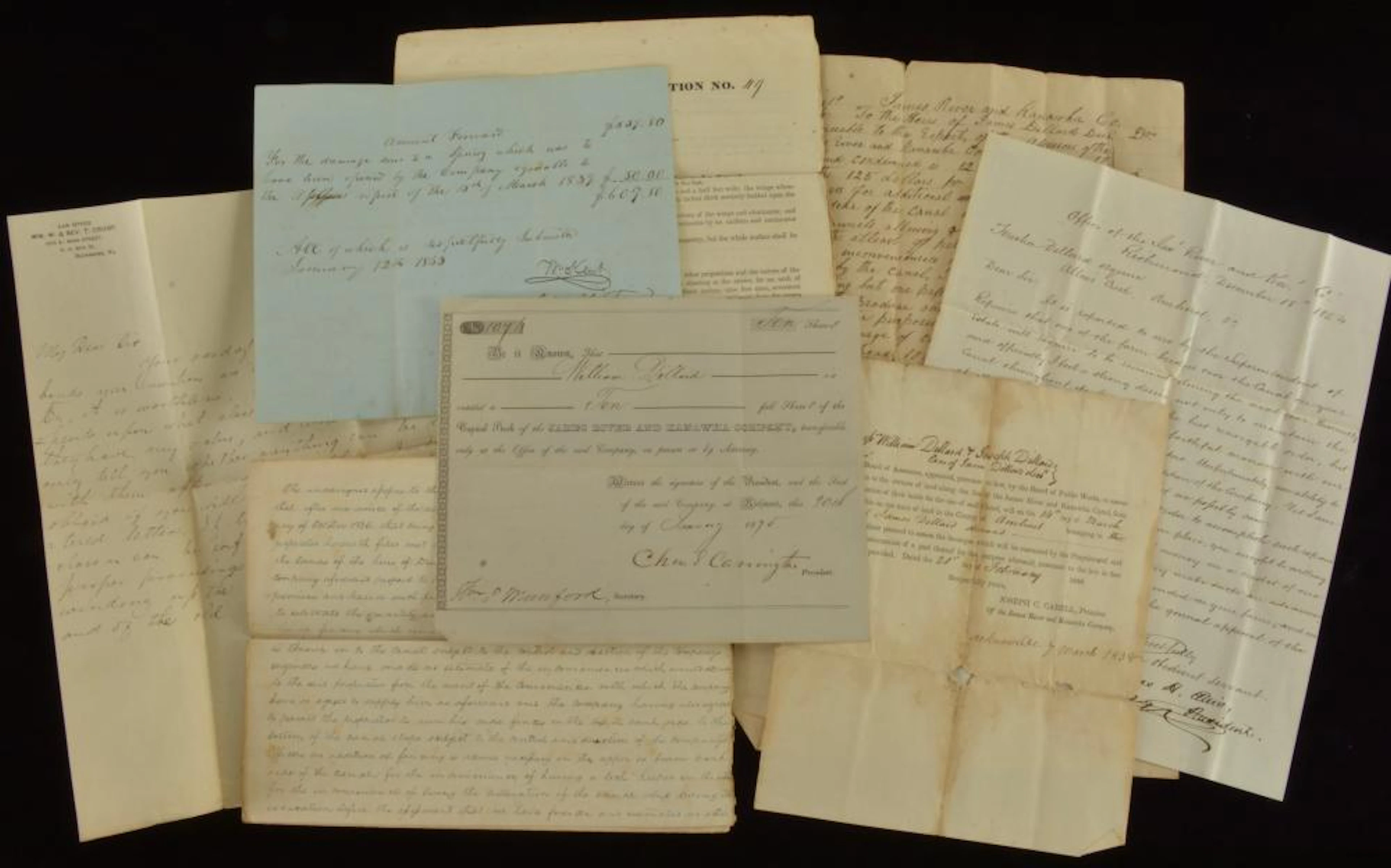 James River And Kanawha Company Stock Certificate Letter Collection