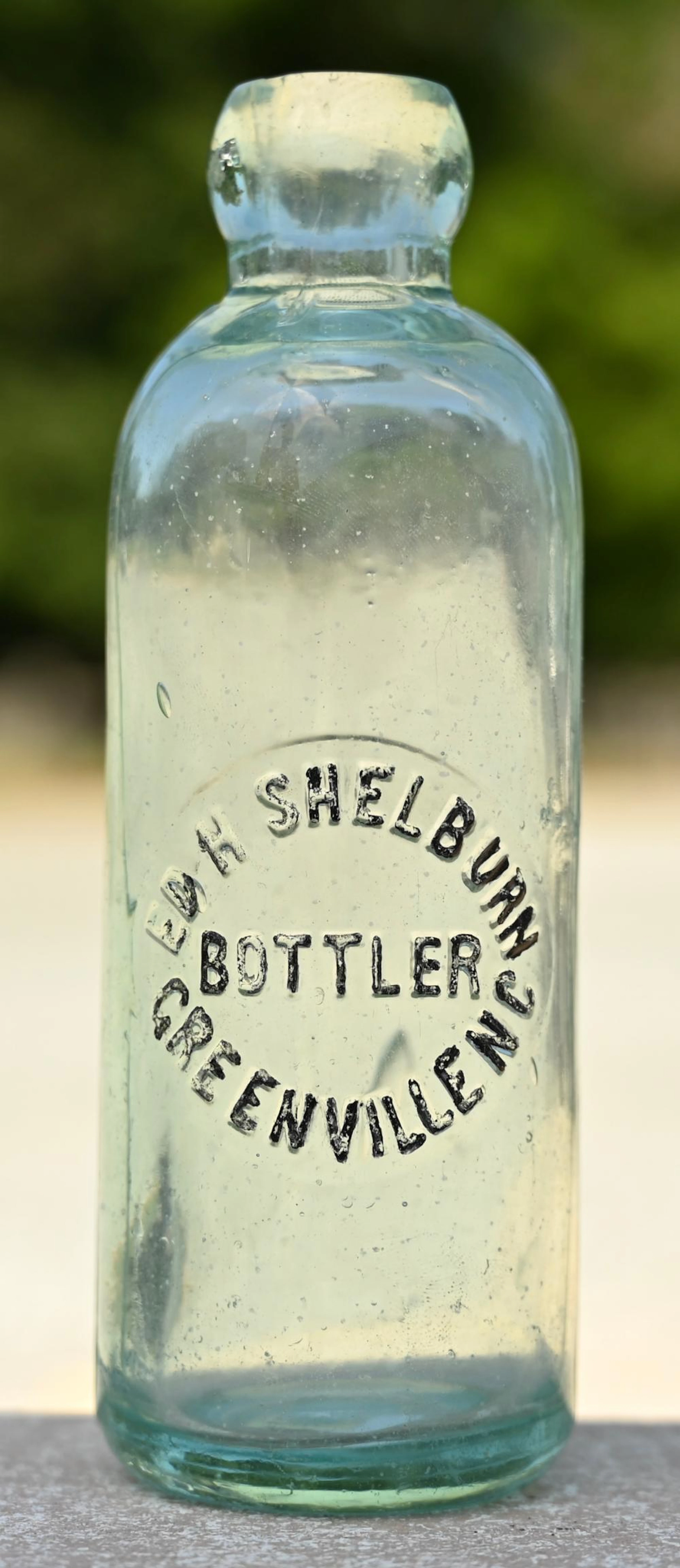ED H Shelburn Bottler Greenville N.C. Hutchinson Bottle