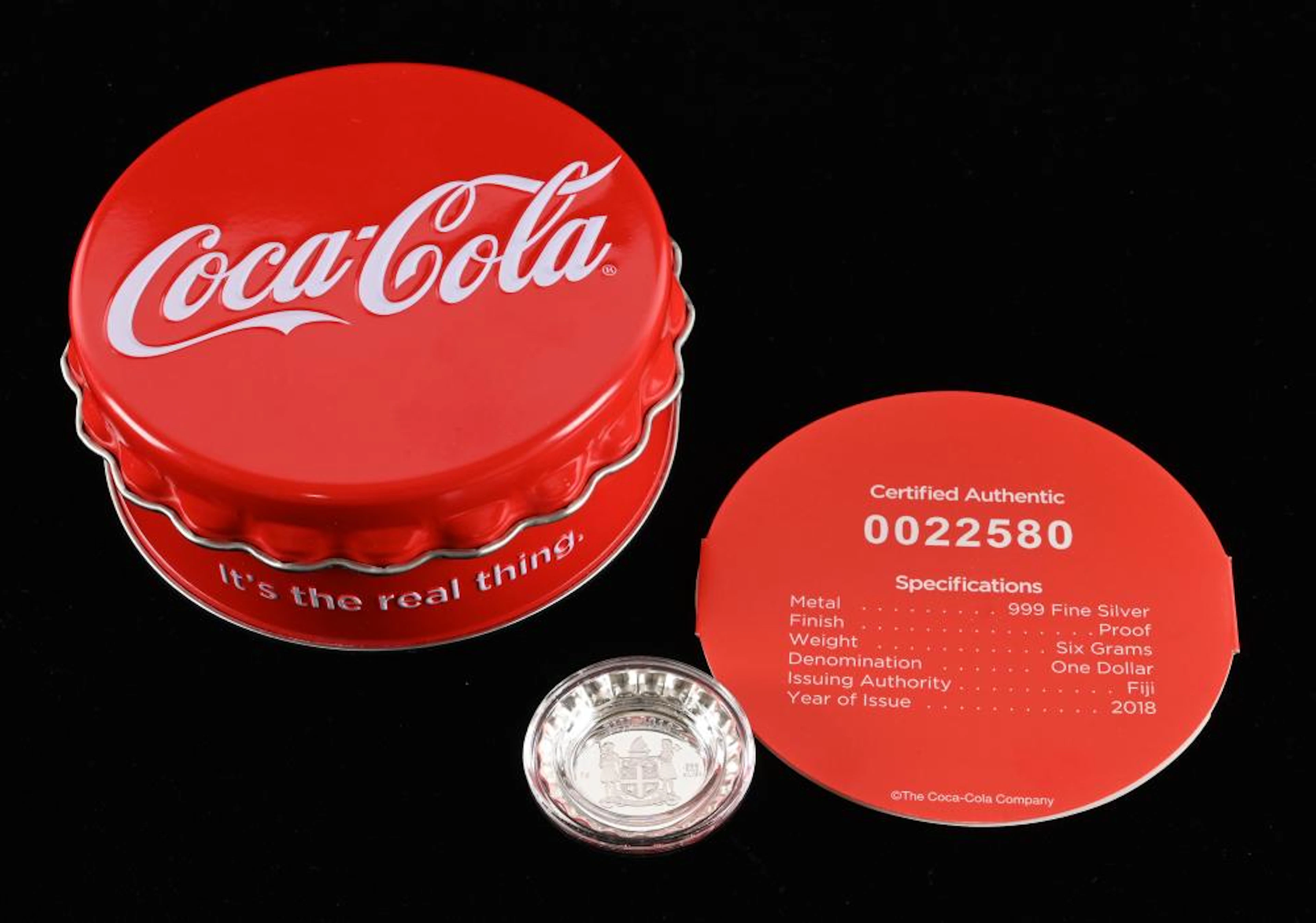 2018 Fiji 1 Dollar .999 Silver 6 Gram Coca Cola Cap