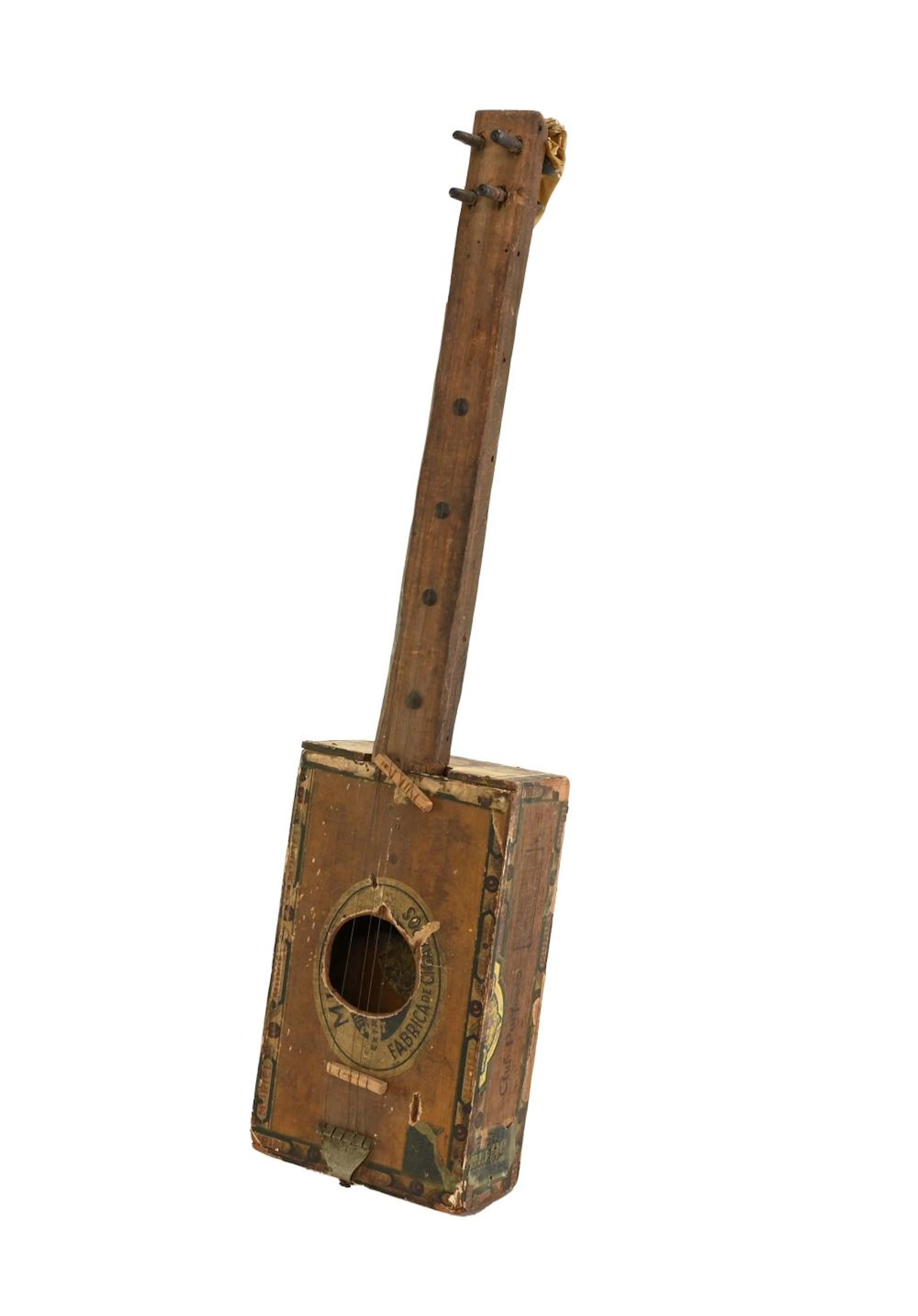 Early Southern Folk Art Handmade Cigar Box Banjo