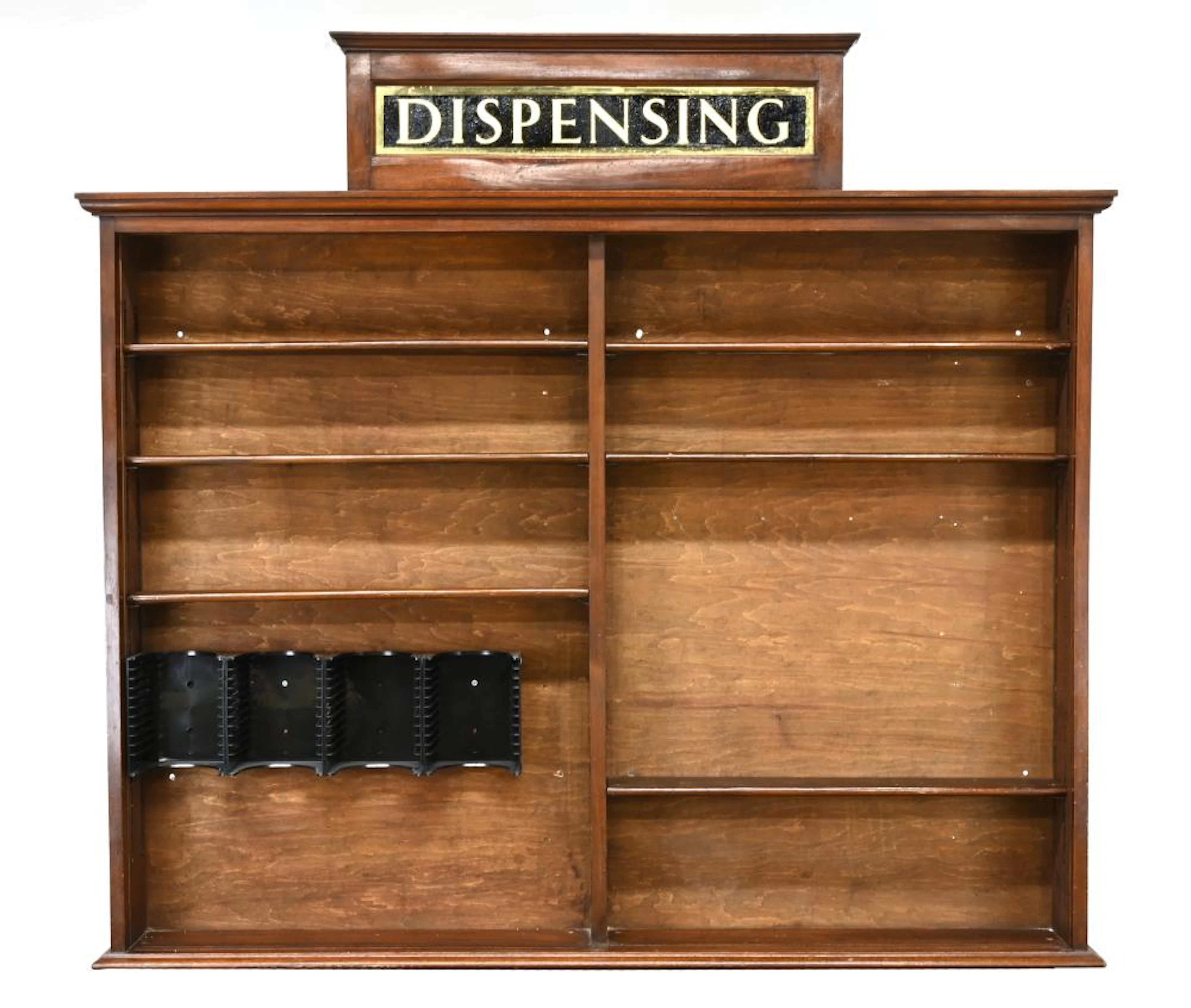 Antique Pharmacy Dispensing Reverse Painting On Glass Sign Bottle Cabinet