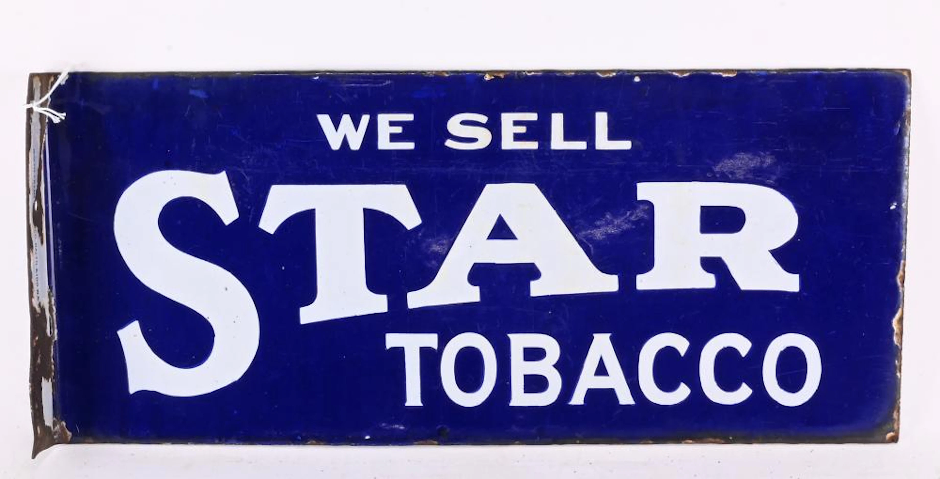 Antique We Sell Star Tobacco Porcelain Flange Sig