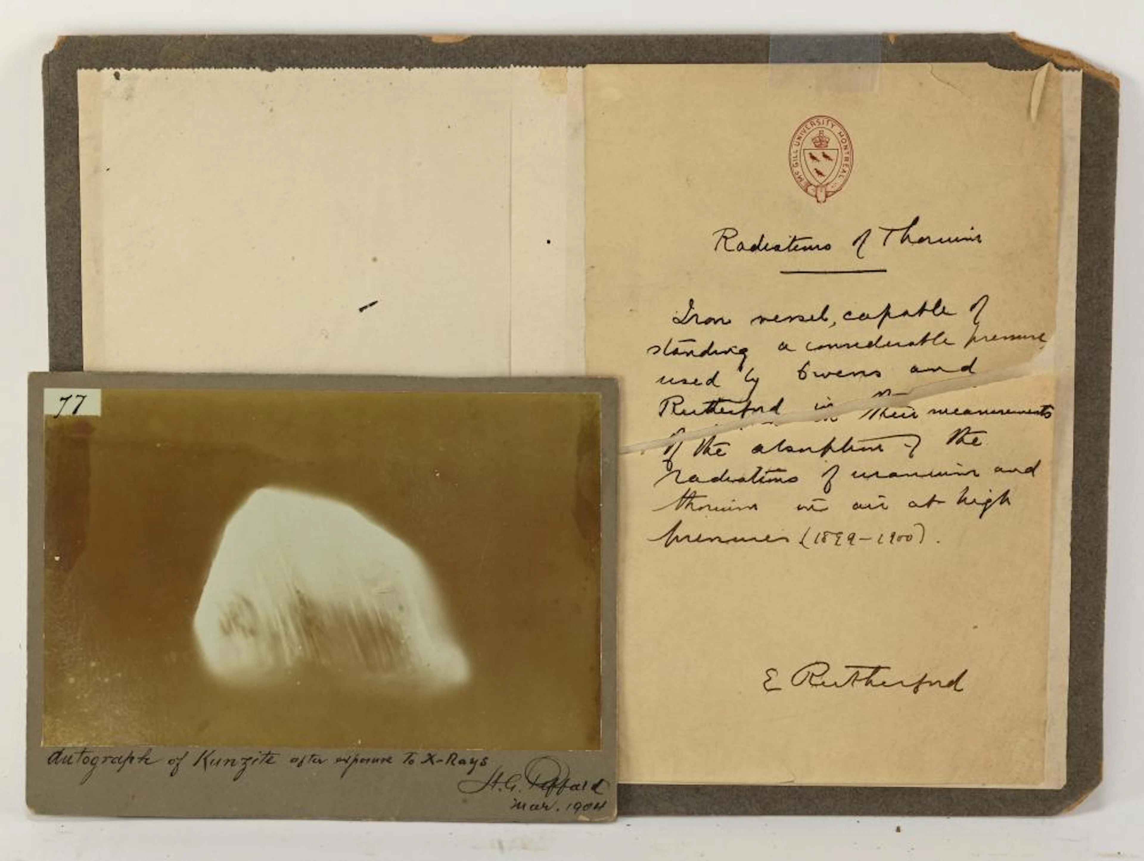 obel Prize winner Ernest Rutherford Letter and Kunzite Photo
