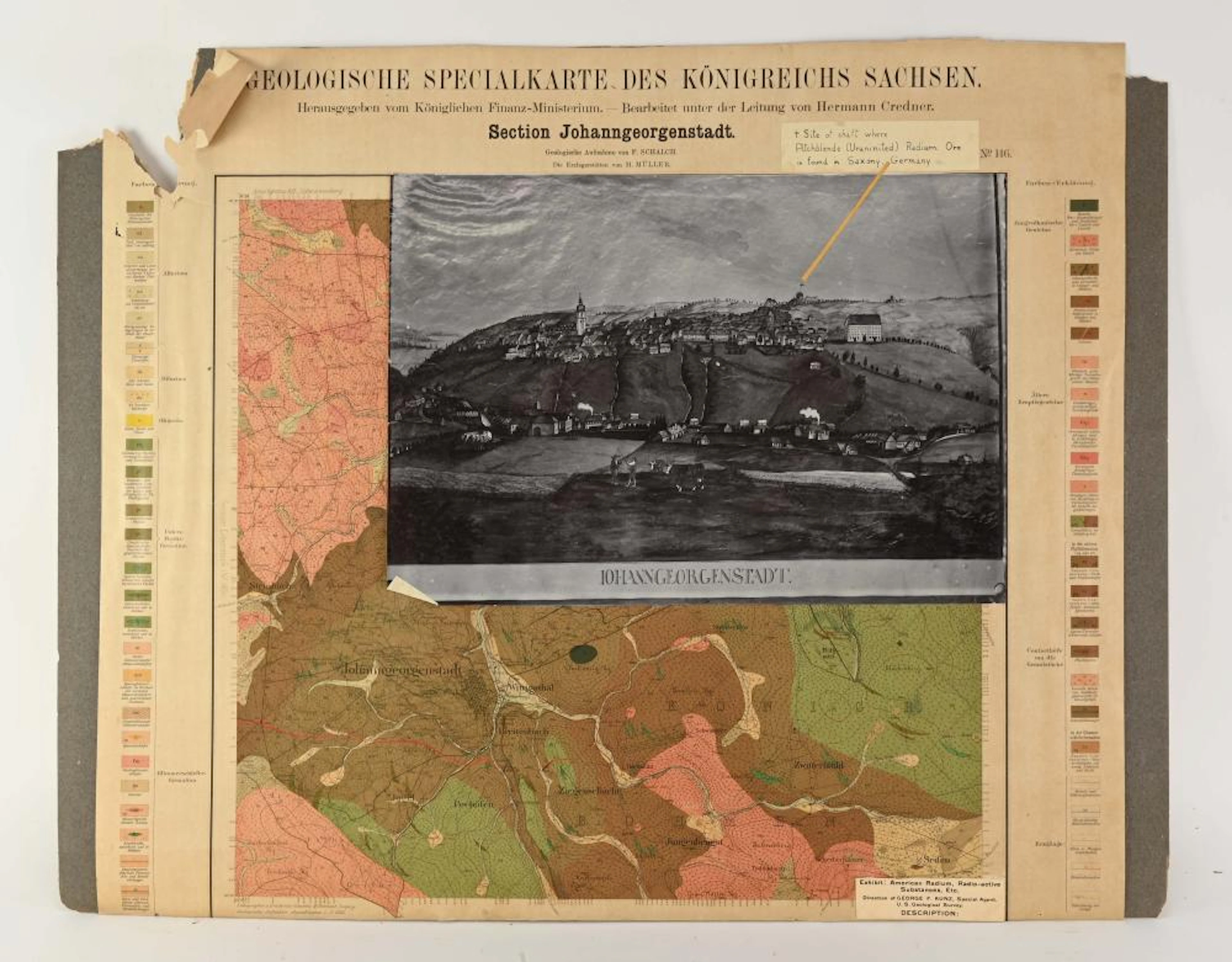 George F. Kunz Saxony Germany Radium Ore Display Map