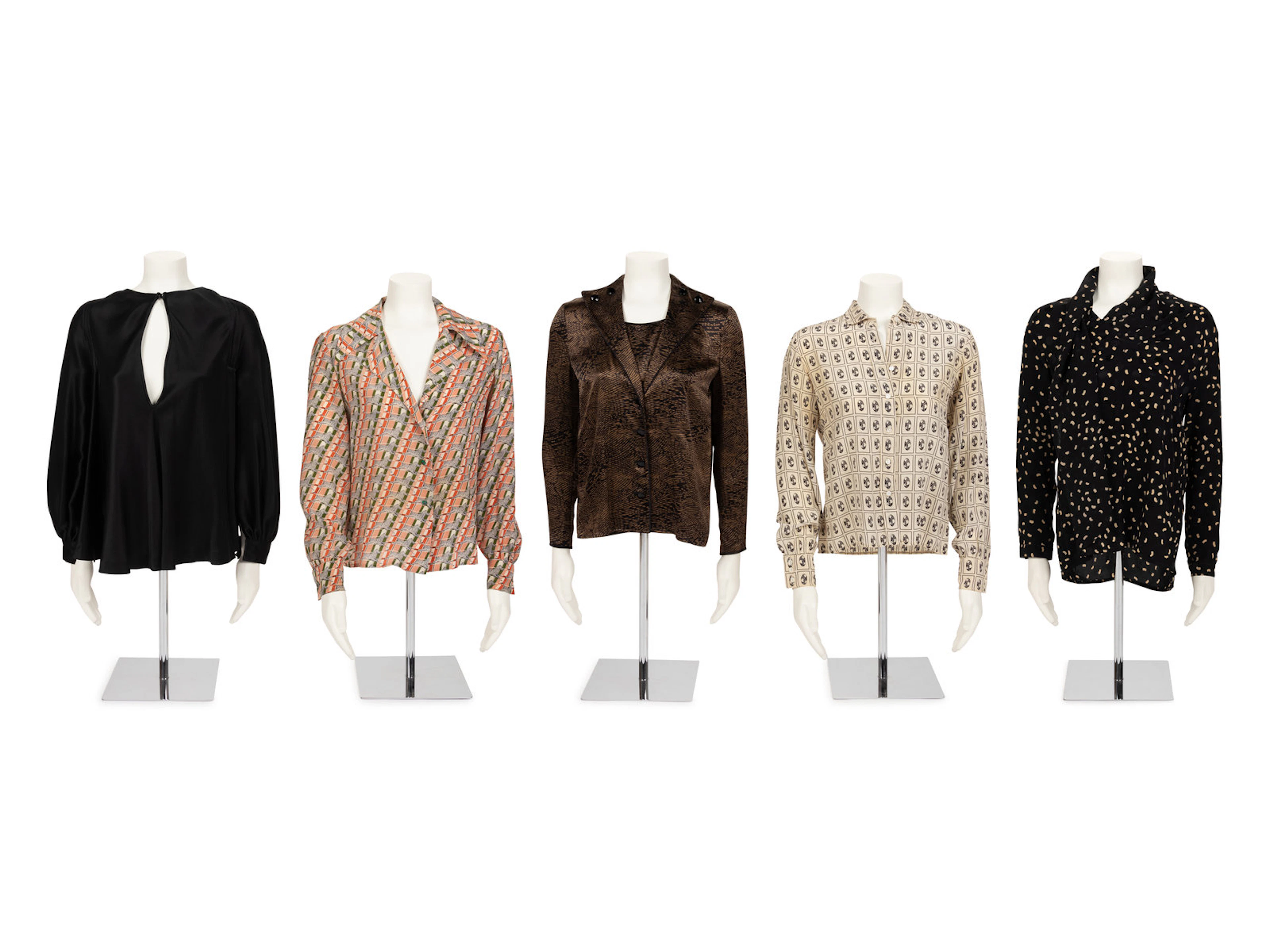Five Silk Designer Blouses: One Louis Féraud