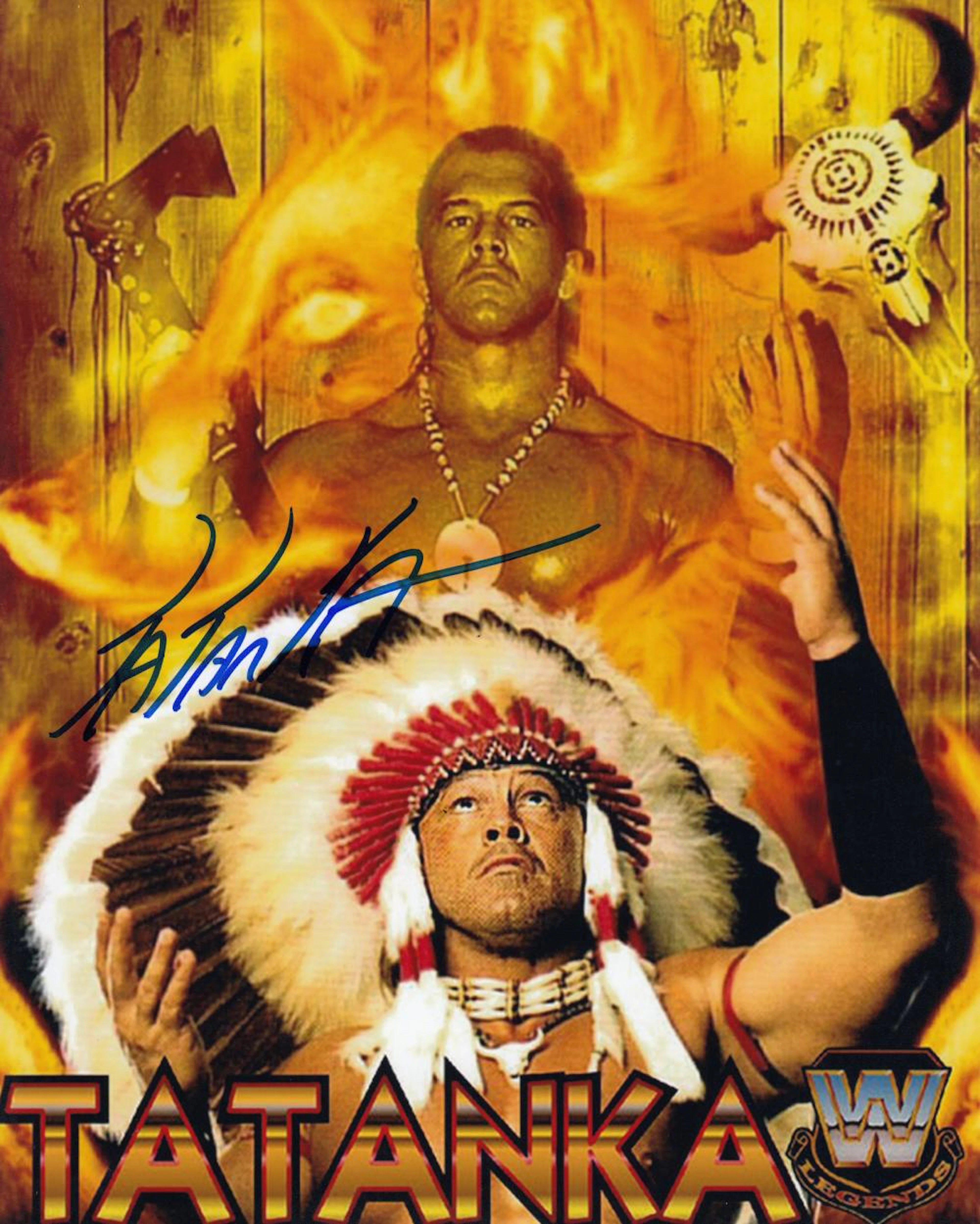 Blowout Sale! WWE/WWF Tatanka hand signed 10x8 photo. This beautiful hand-signed photo depicts WWE/