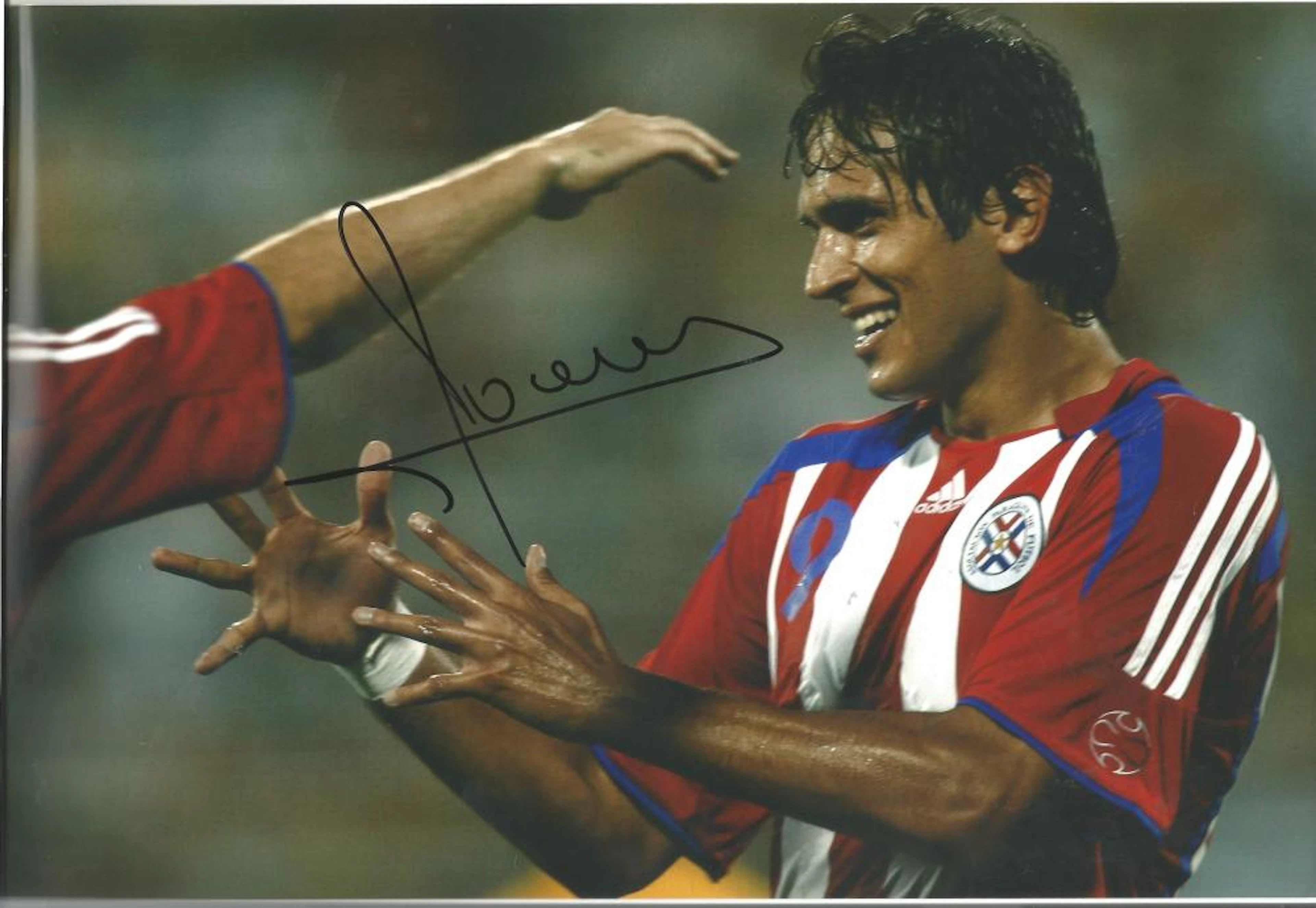 Football Roque Santa Cruz signed 12x8 signed colour photo pictured playing for Paraguay. Roque