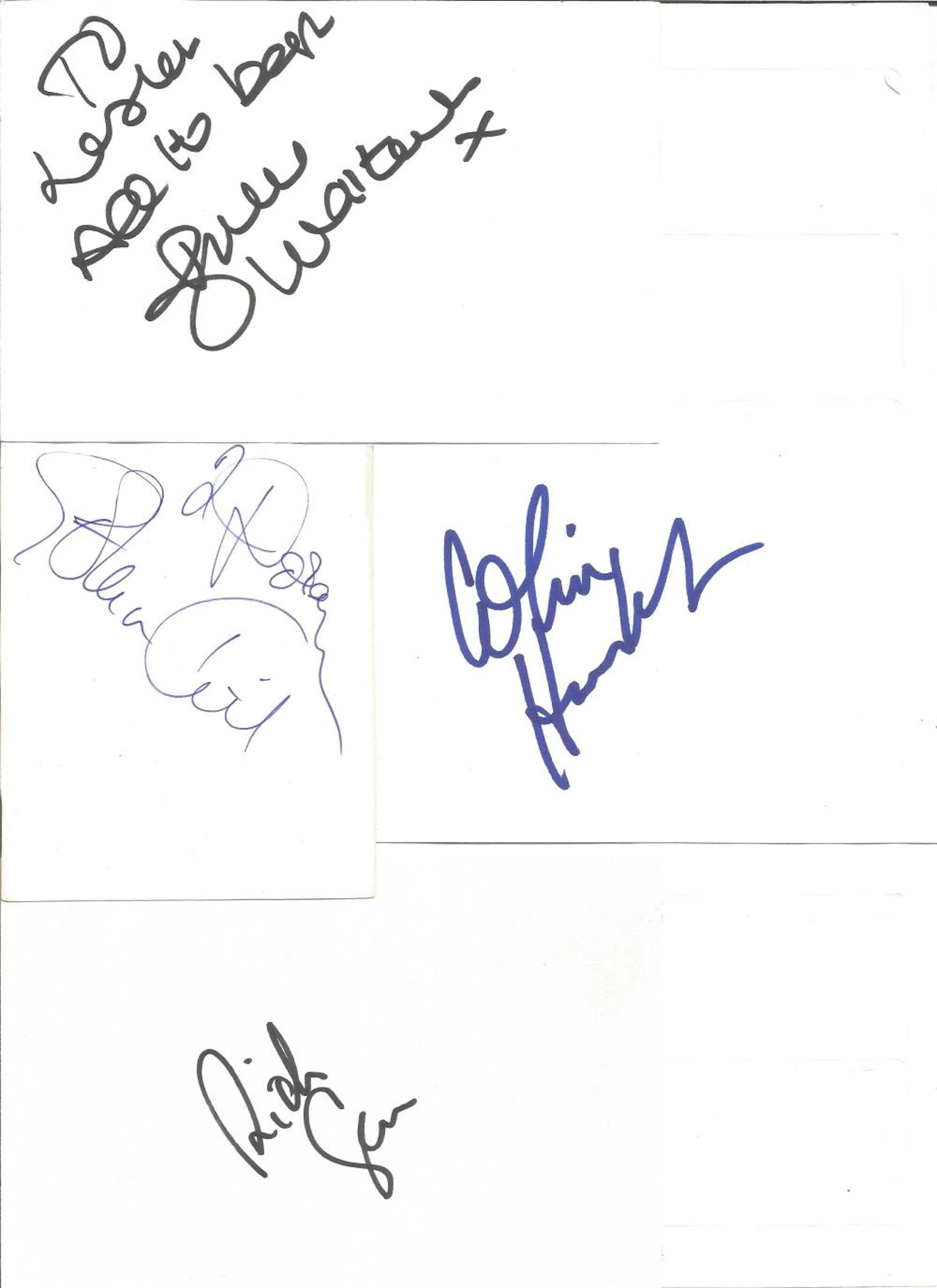 TV Film Collection of white cards, signature pieces. 30+ includes Julie Walters, Eartha Kitt,