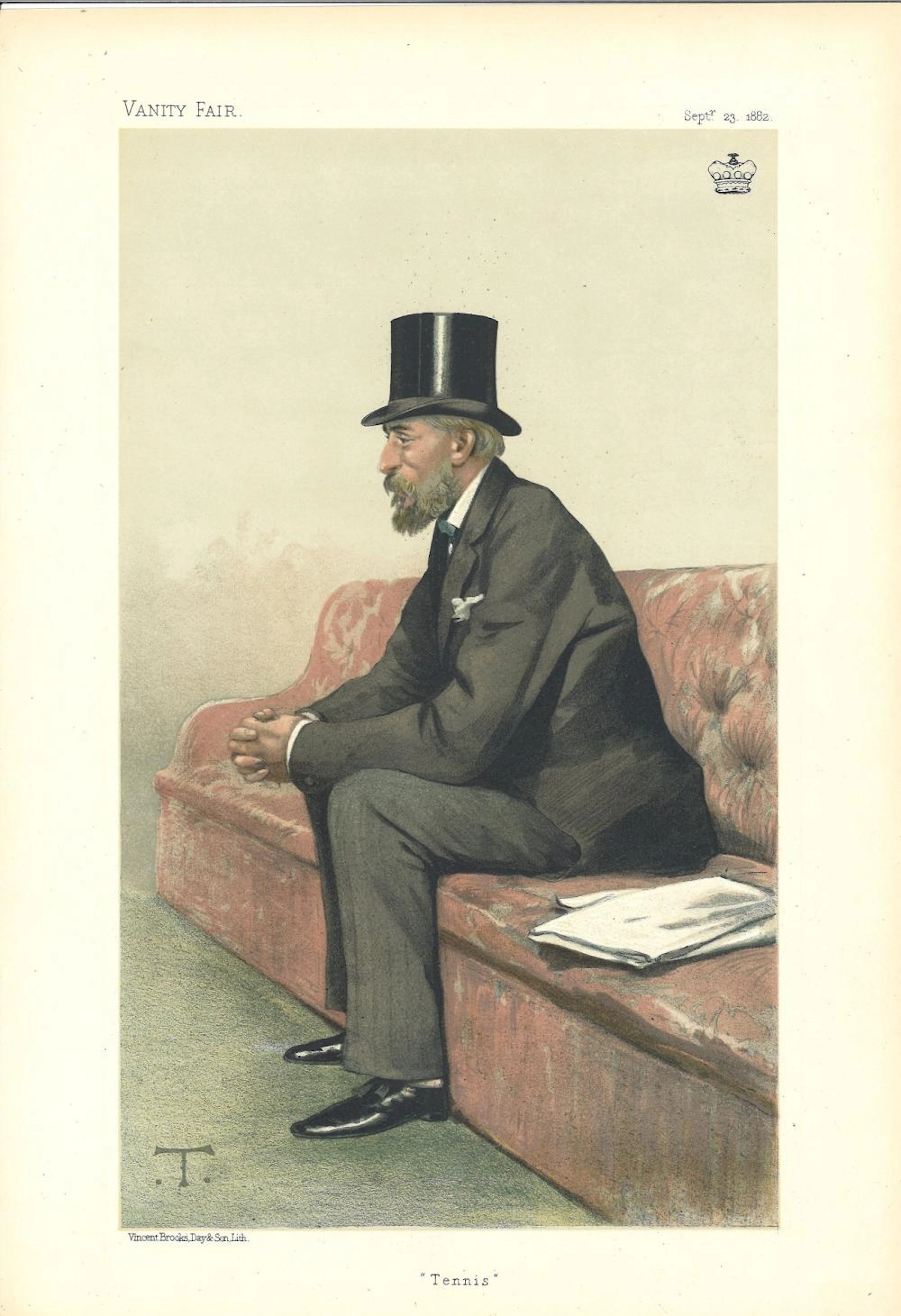 Tennis 23/9/1882. Subject Lord Wimborne Vanity Fair print. These prints were issued by the Vanity