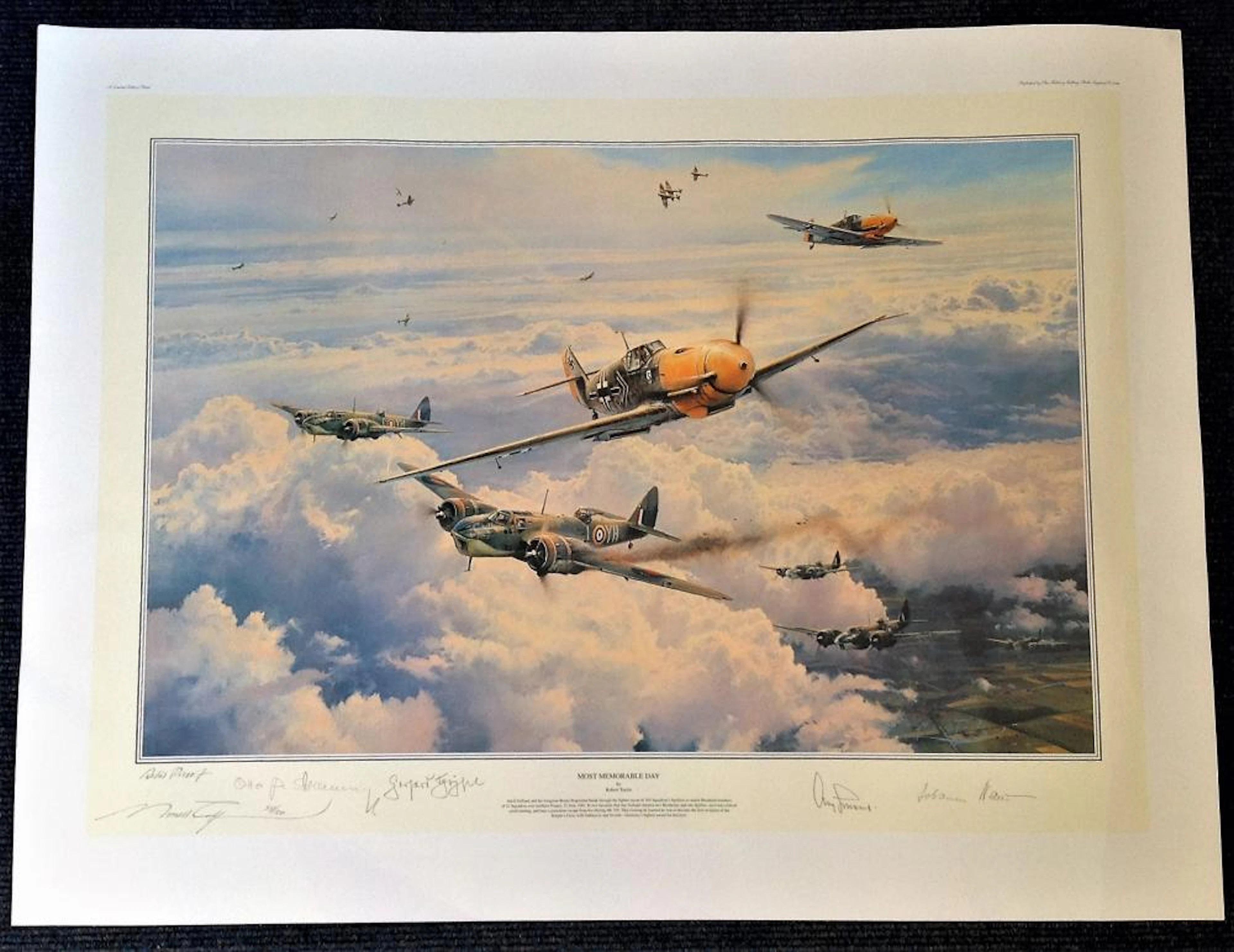 Robert Taylor 35x25 Most Memorable Day Artist Proof, AP, print 88 100 with 4 Luftwaffe signatures