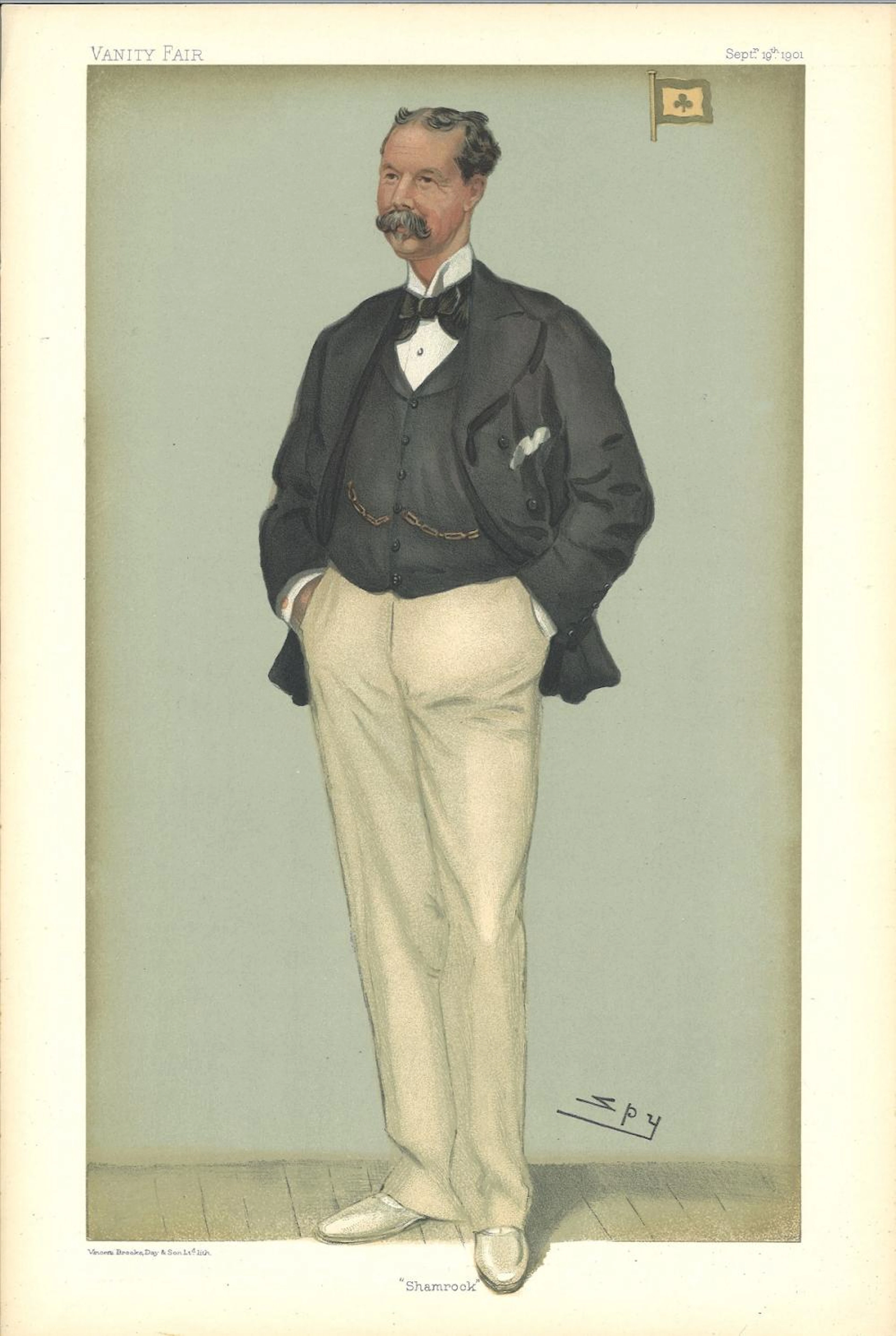 Shamrock 19/9/1901. Subject Sir Thomas Lipton Vanity Fair print. These prints were issued by the