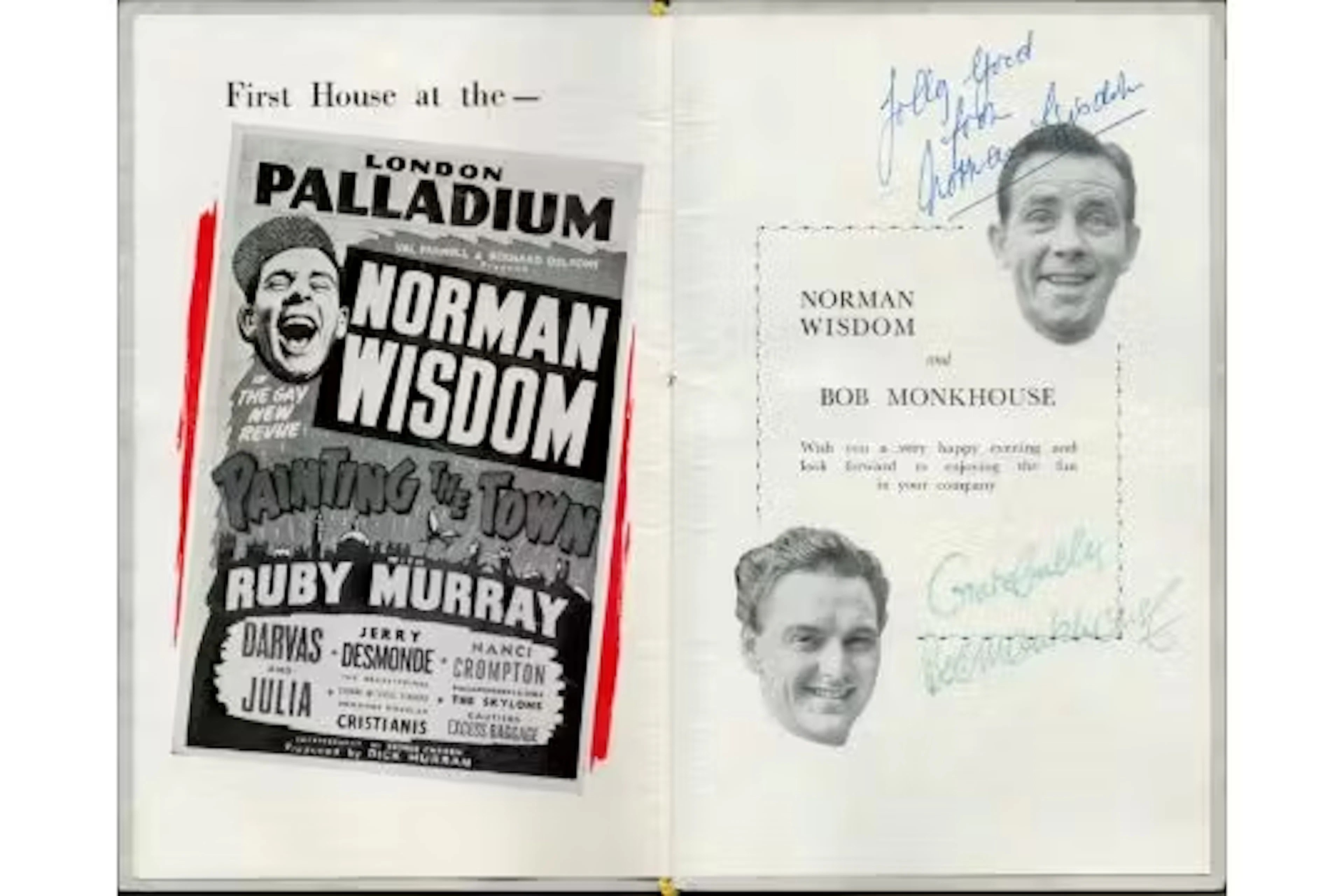 Norman Wisdom and Bob Monkhouse signed souvenir programme for the